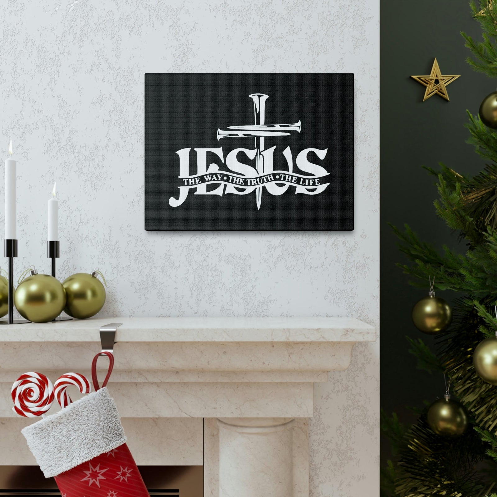 Scripture Walls Jesus Cross The Way John 14:6 Christian Wall Art Bible Verse Print Ready to Hang Unframed-Express Your Love Gifts