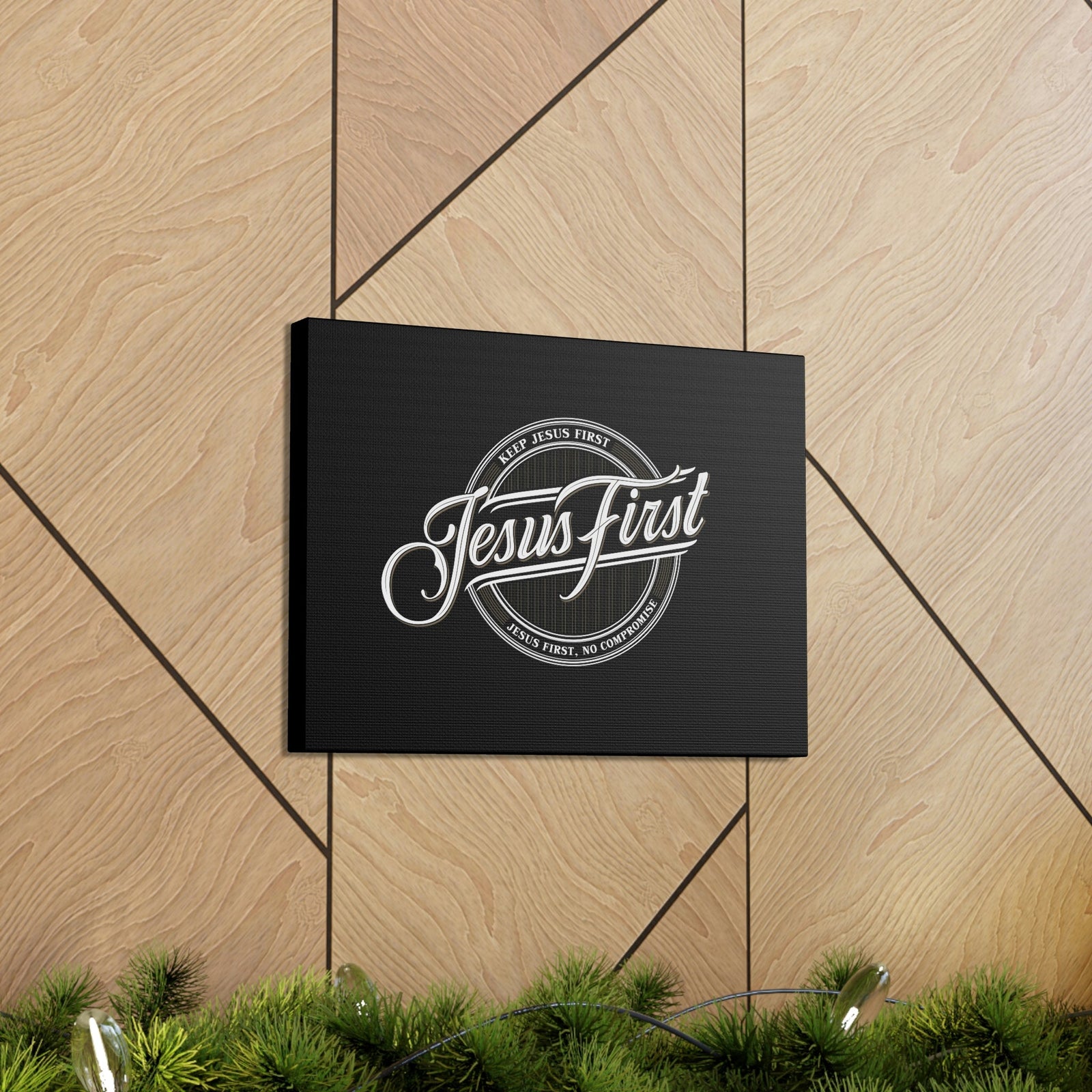 Scripture Walls Jesus First Matthew 22:37 Black Christian Wall Art Bible Verse Print Ready to Hang Unframed-Express Your Love Gifts
