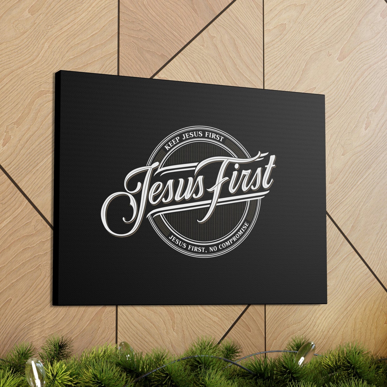 Scripture Walls Jesus First Matthew 22:37 Black Christian Wall Art Bible Verse Print Ready to Hang Unframed-Express Your Love Gifts