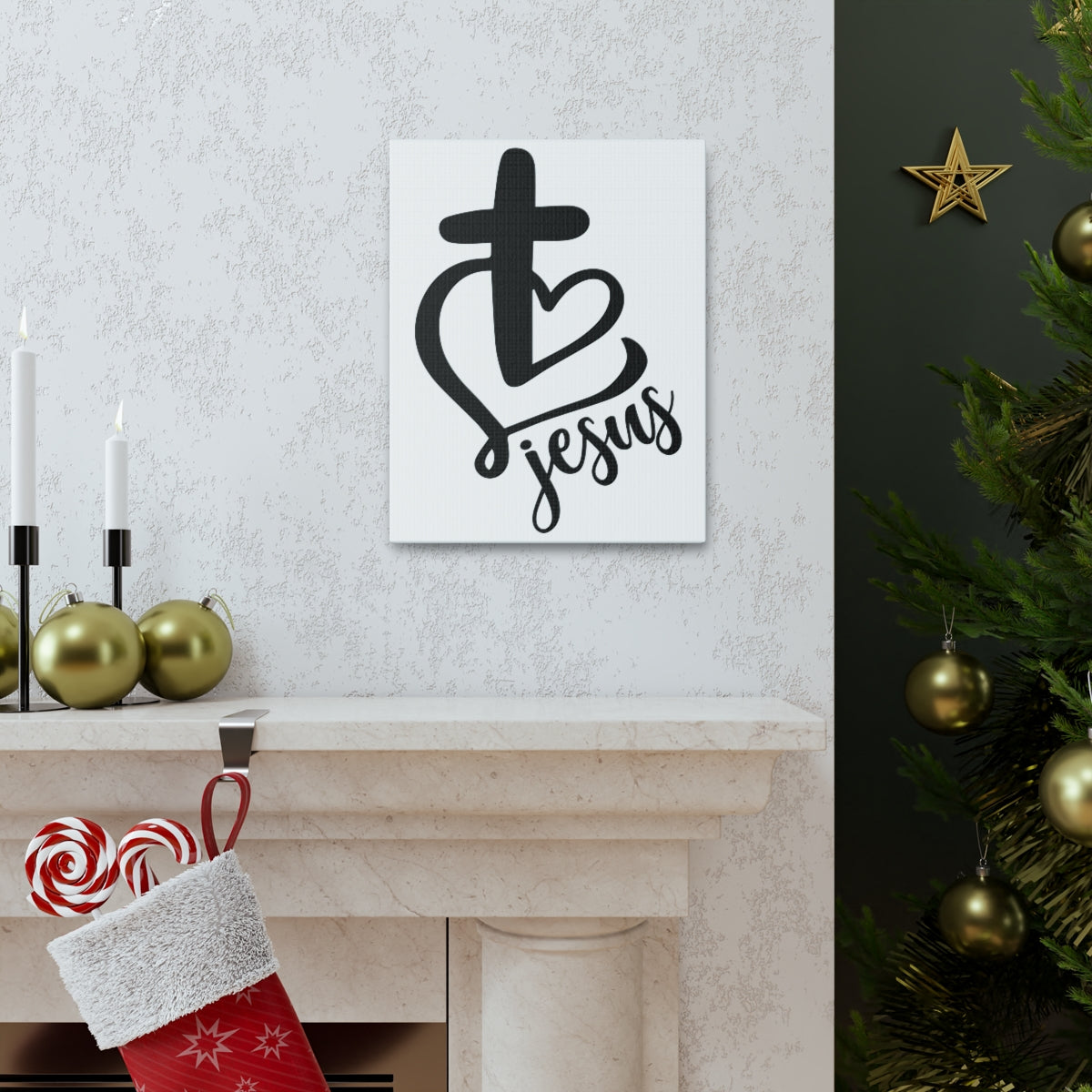 Scripture Walls Jesus Heart And Cross John 3:16 Christian Wall Art Print Ready to Hang Unframed-Express Your Love Gifts