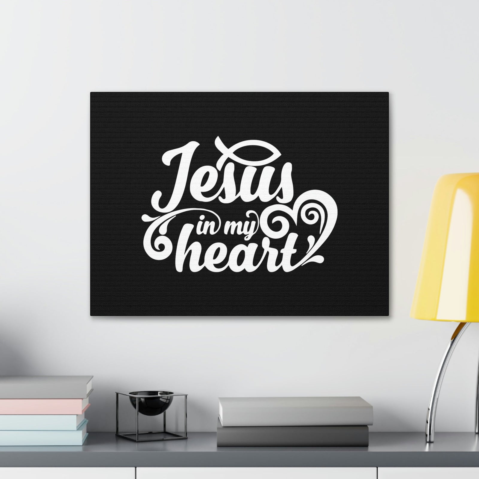 Scripture Walls Jesus In My Heart Ephesians 3:17 Fish Christian Wall Art Bible Verse Print Ready to Hang Unframed-Express Your Love Gifts