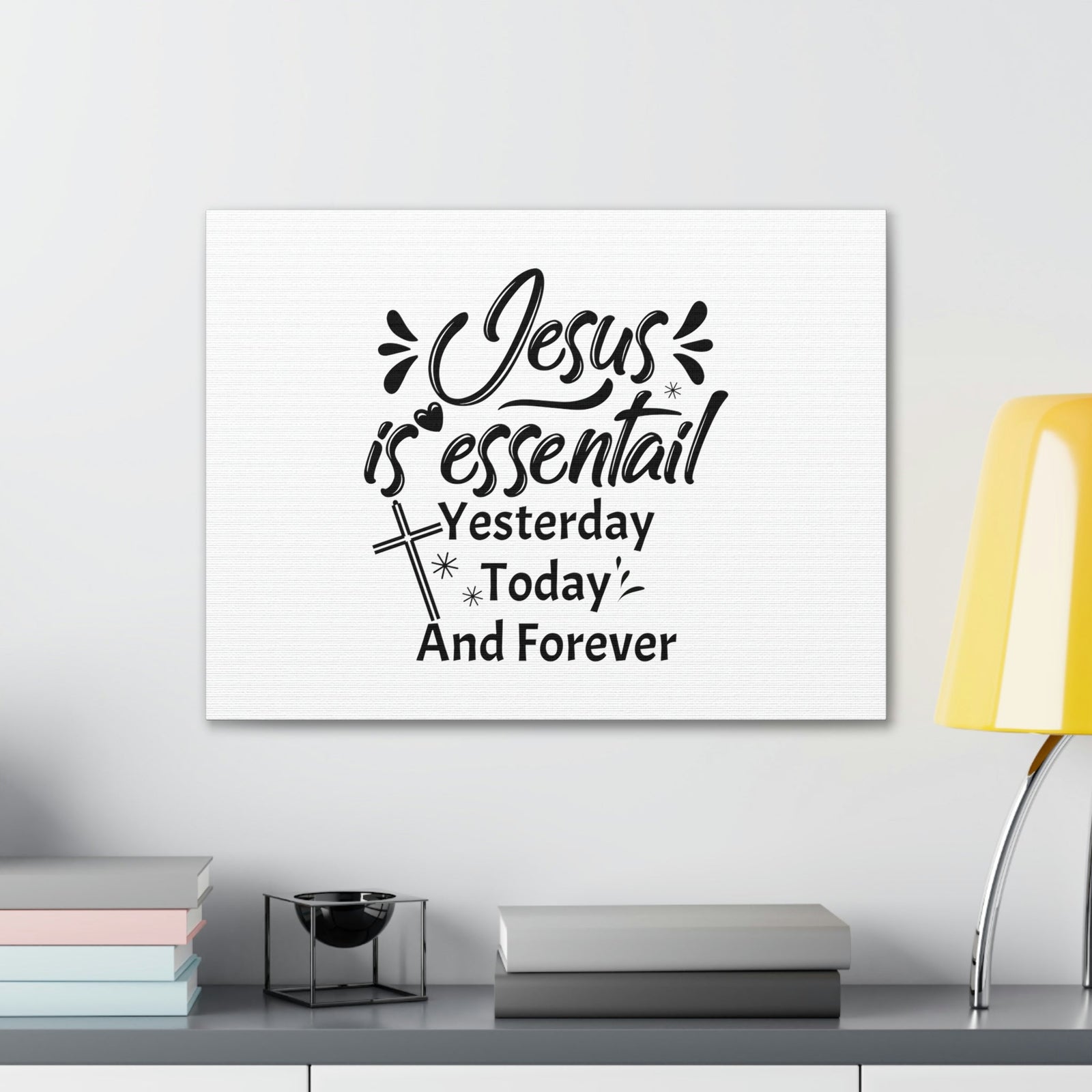 Scripture Walls Jesus Is Essential Hebrews 13:8 Cross Christian Wall Art Bible Verse Print Ready to Hang Unframed-Express Your Love Gifts