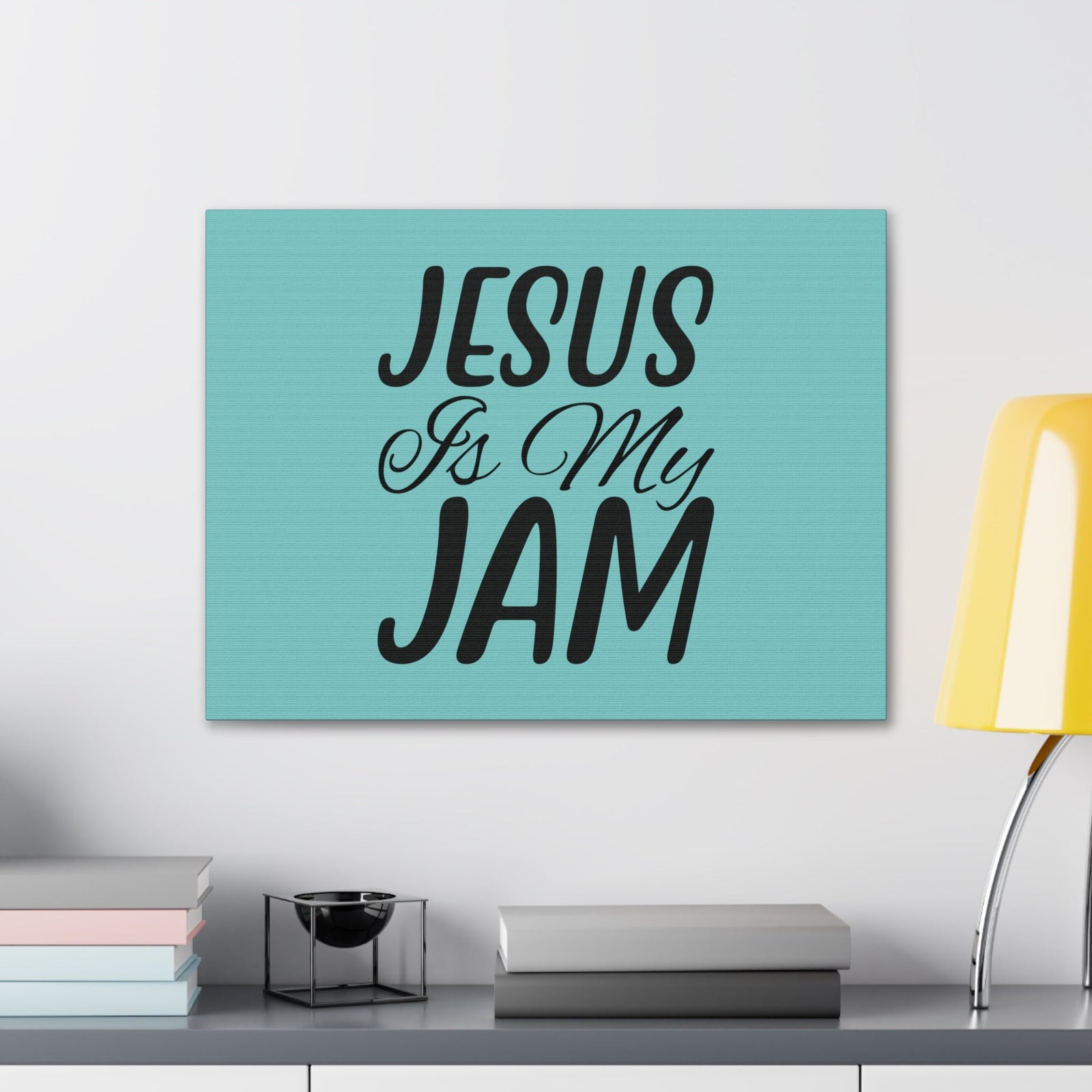 Scripture Walls Jesus Is My Jam Light Blue John 15:14 Bible Canvas Christian Wall Art Ready to Hang Unframed-Express Your Love Gifts