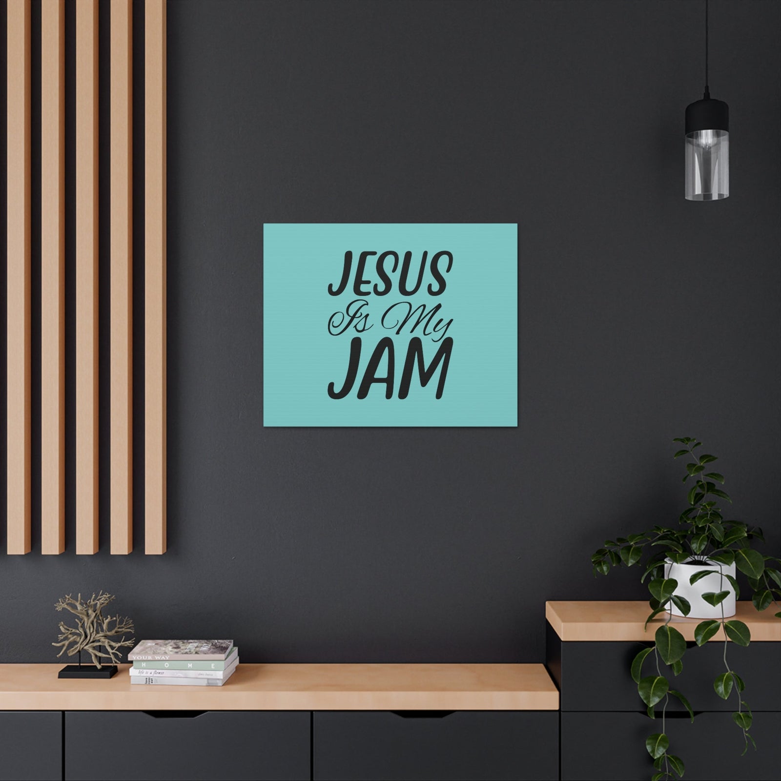 Scripture Walls Jesus Is My Jam Light Blue John 15:14 Bible Canvas Christian Wall Art Ready to Hang Unframed-Express Your Love Gifts