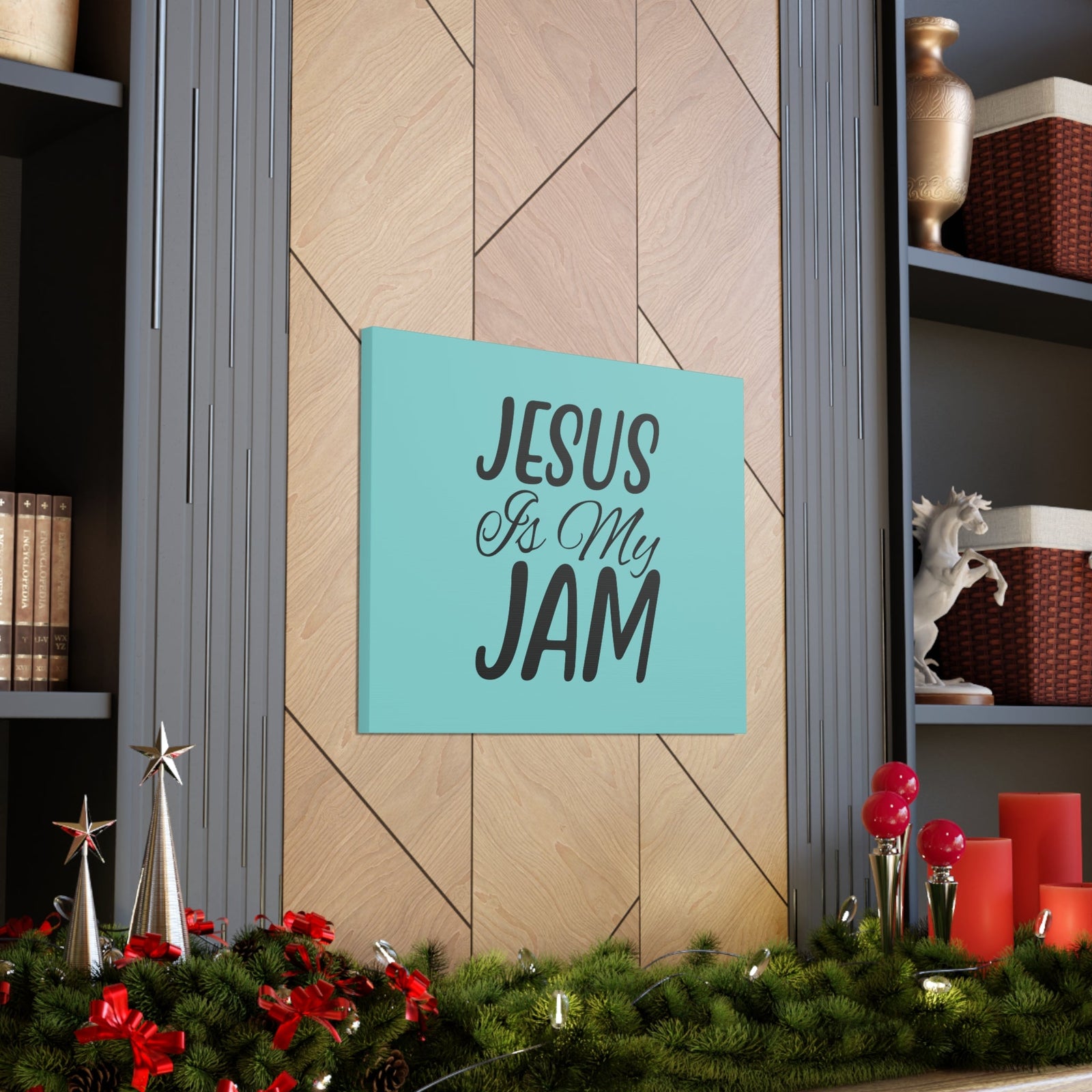 Scripture Walls Jesus Is My Jam Light Blue John 15:14 Bible Canvas Christian Wall Art Ready to Hang Unframed-Express Your Love Gifts