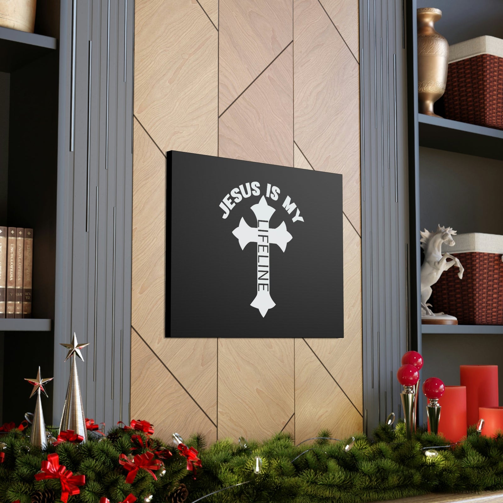 Scripture Walls Jesus Is My Lifeline John 14:6 Cross Christian Wall Art Bible Verse Print Ready to Hang Unframed-Express Your Love Gifts