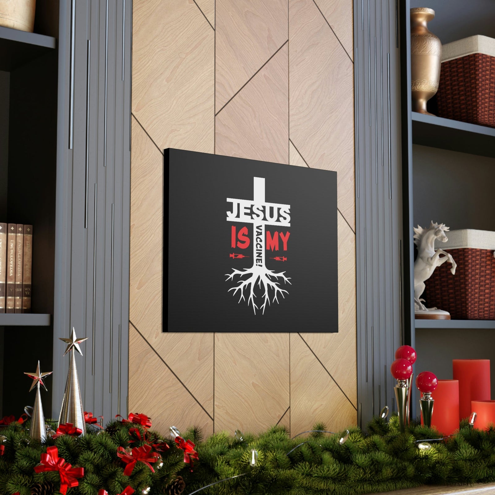 Scripture Walls Jesus Is My Vaccine 1 Peter 2:24 Red Christian Wall Art Bible Verse Print Ready to Hang Unframed-Express Your Love Gifts