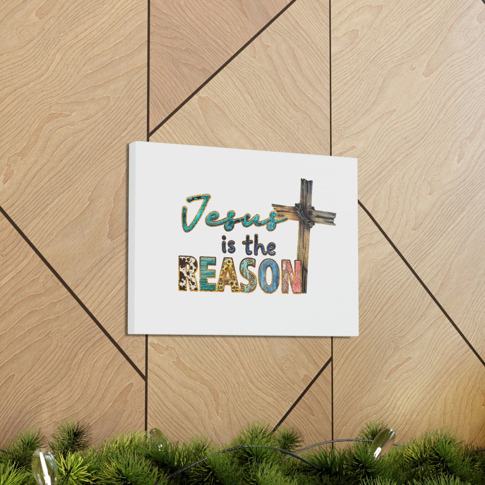Scripture Walls Jesus Is The Reason Ephesians 2:8-9 Cross Christian Wall Art Bible Verse Print Ready to Hang Unframed-Express Your Love Gifts