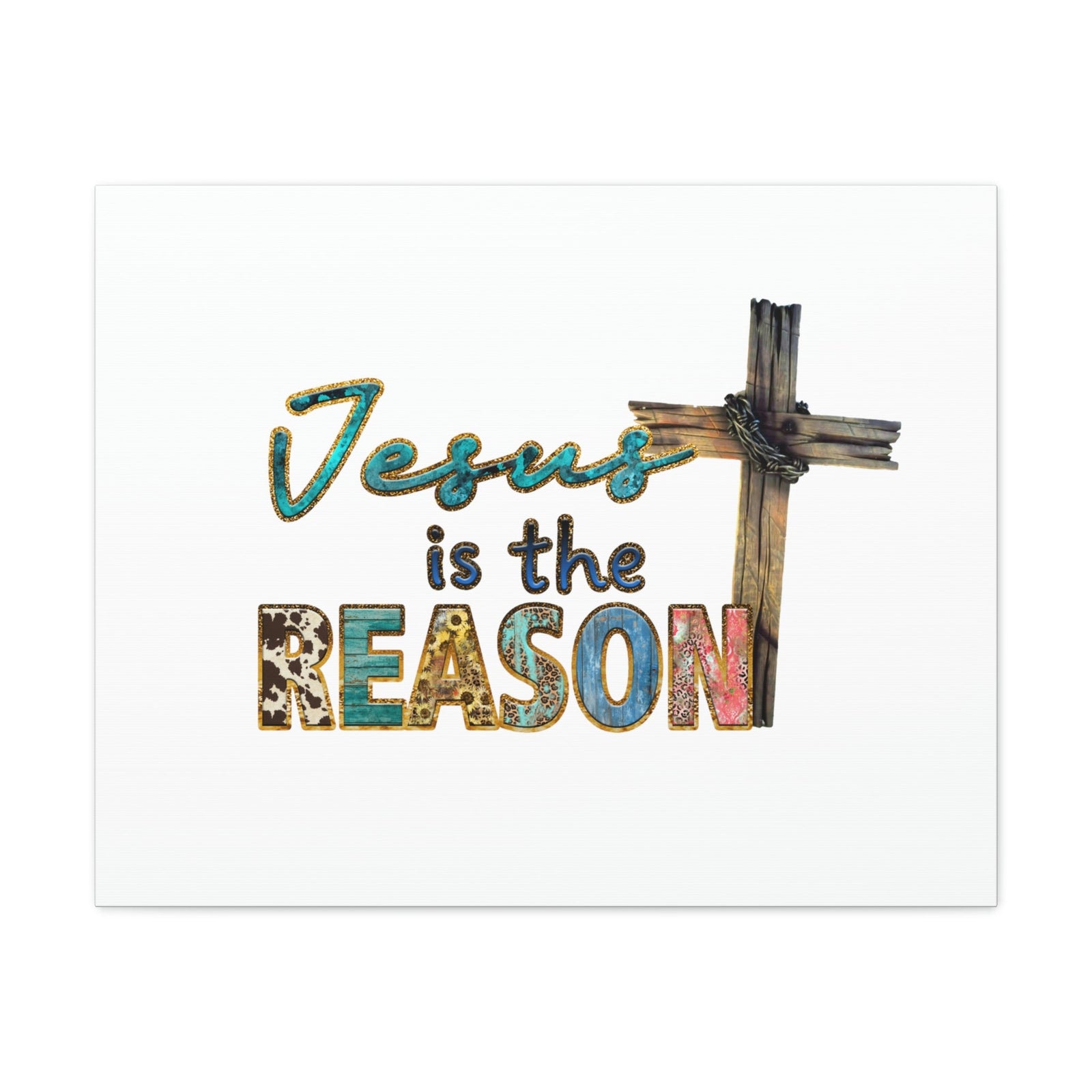 Scripture Walls Jesus Is The Reason Ephesians 2:8-9 Cross Christian Wall Art Bible Verse Print Ready to Hang Unframed-Express Your Love Gifts