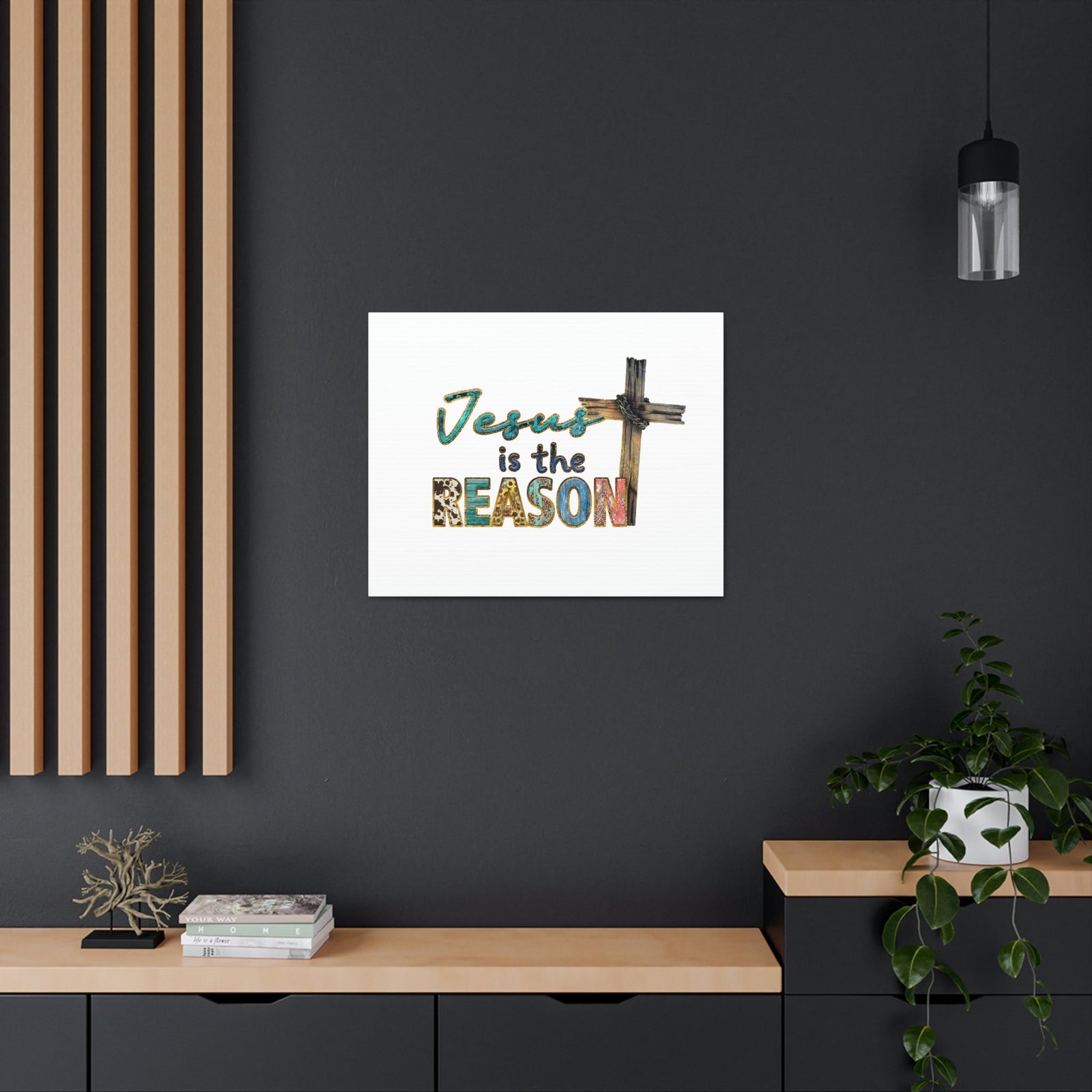 Scripture Walls Jesus Is The Reason Ephesians 2:8-9 Cross Christian Wall Art Bible Verse Print Ready to Hang Unframed-Express Your Love Gifts
