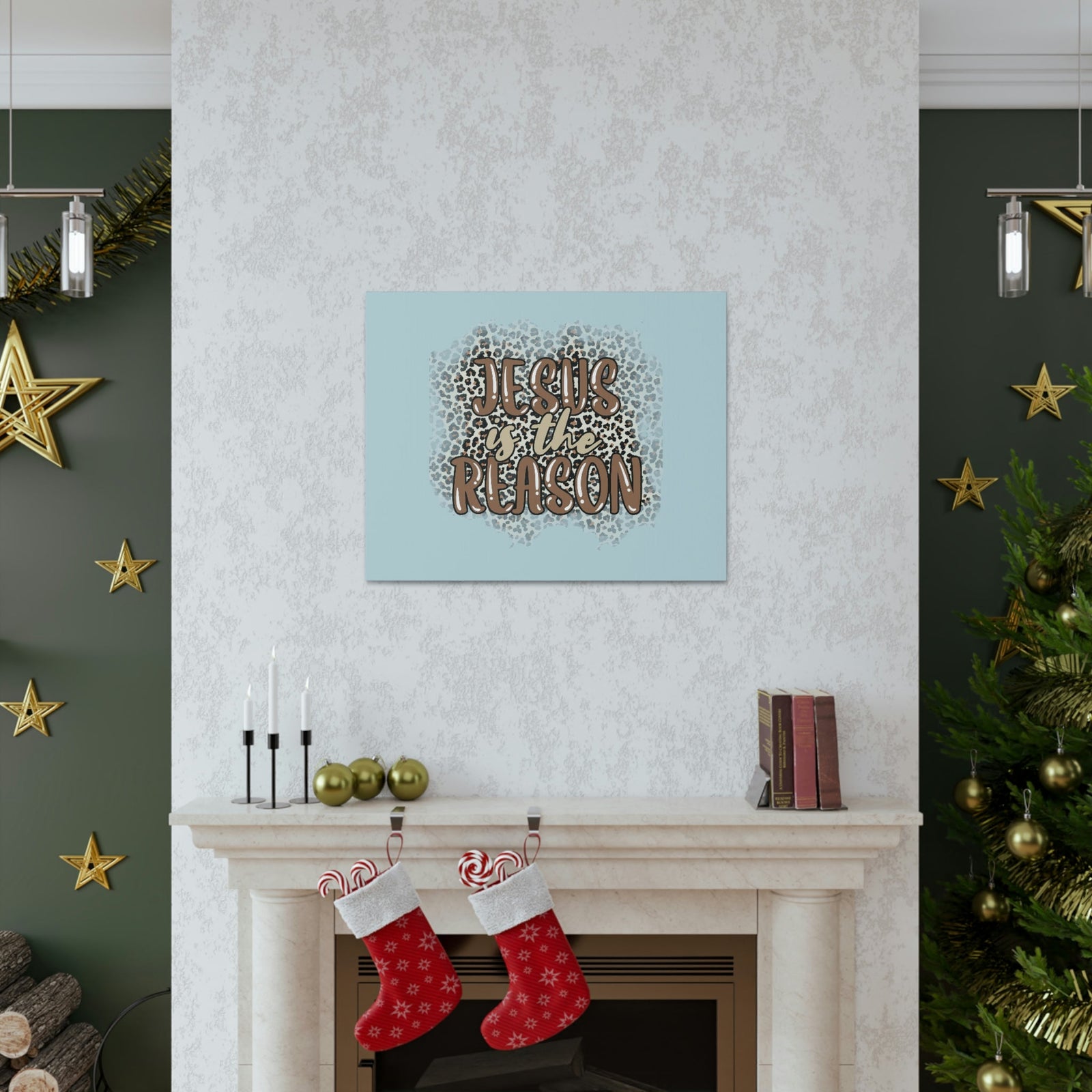 Scripture Walls Jesus Is The Reason Sky Blue Luke 2:11 Bible Verse Canvas Christian Wall Art Ready to Hang Unframed-Express Your Love Gifts