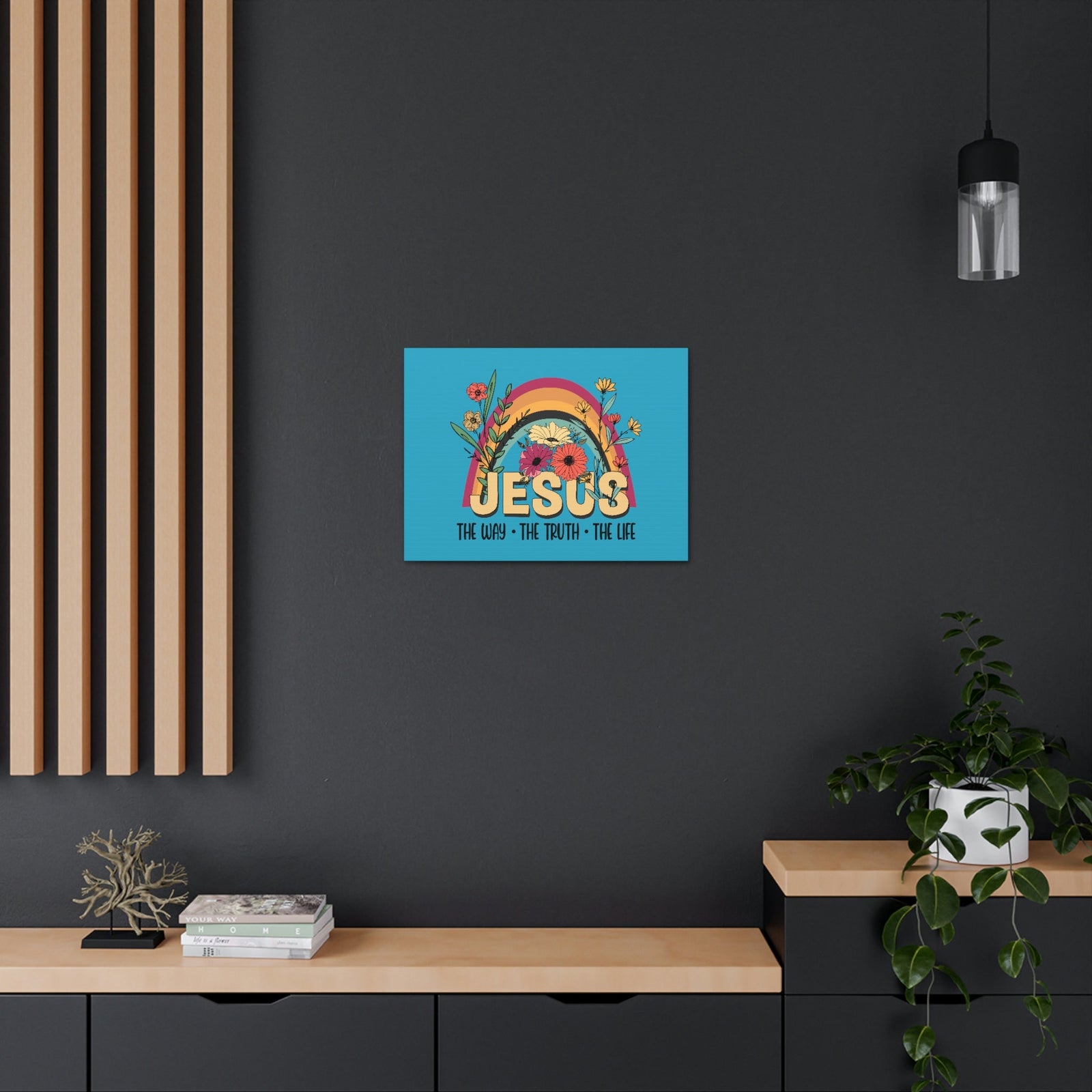 Scripture Walls Jesus John 14:6 Rainbow Flower Christian Wall Art Bible Verse Print Ready to Hang Unframed-Express Your Love Gifts