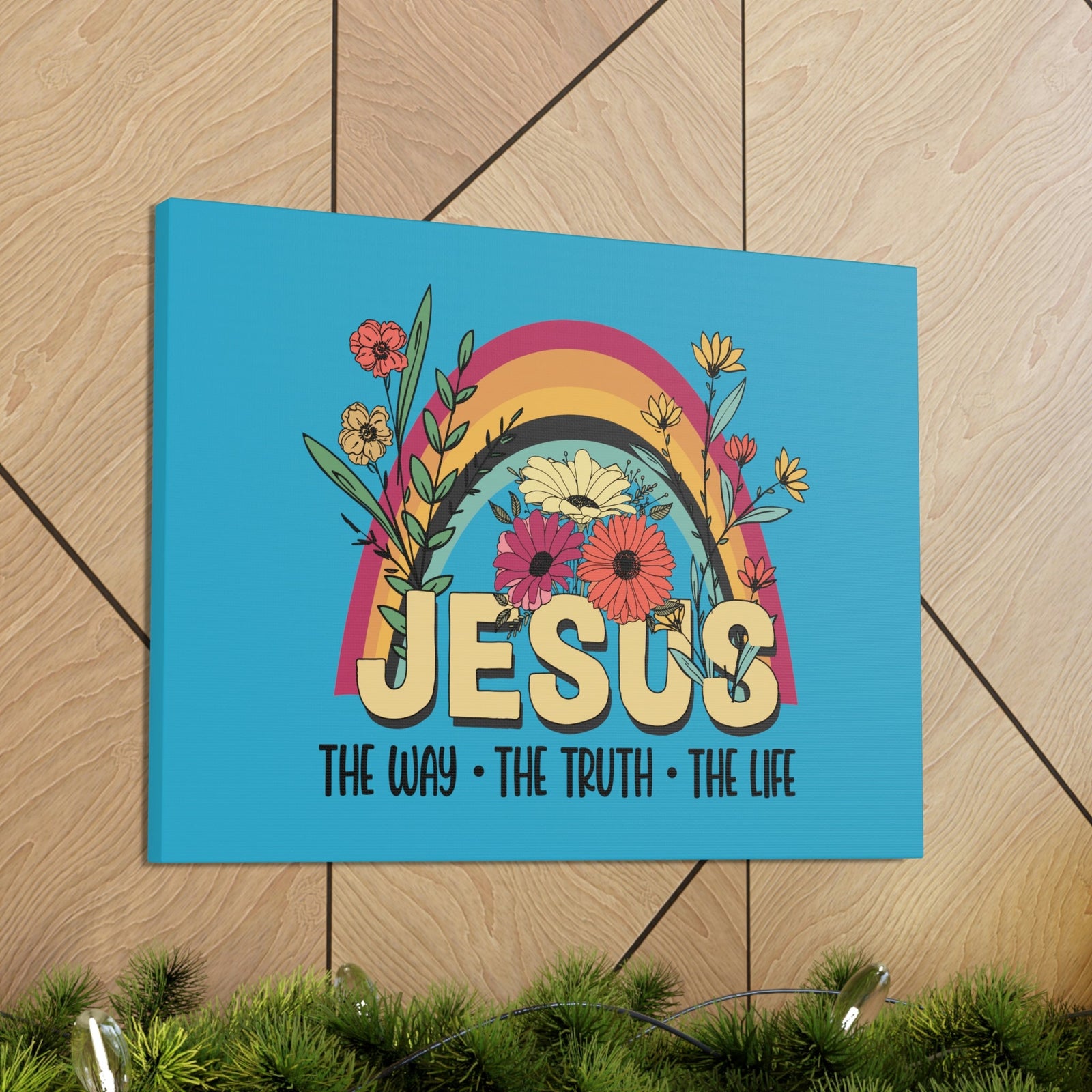 Scripture Walls Jesus John 14:6 Rainbow Flower Christian Wall Art Bible Verse Print Ready to Hang Unframed-Express Your Love Gifts
