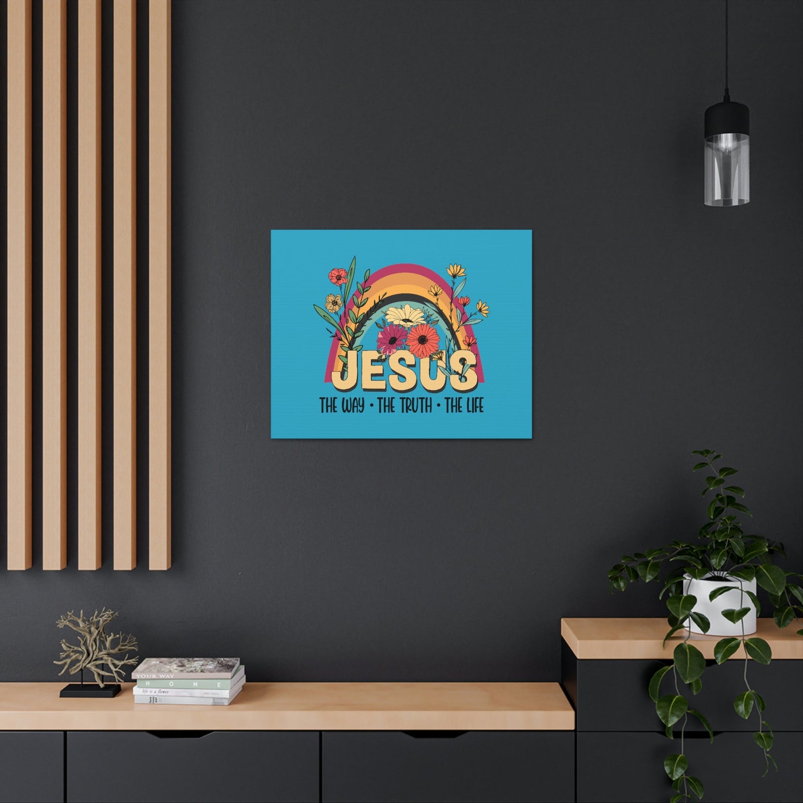 Scripture Walls Jesus John 14:6 Rainbow Flower Christian Wall Art Bible Verse Print Ready to Hang Unframed-Express Your Love Gifts