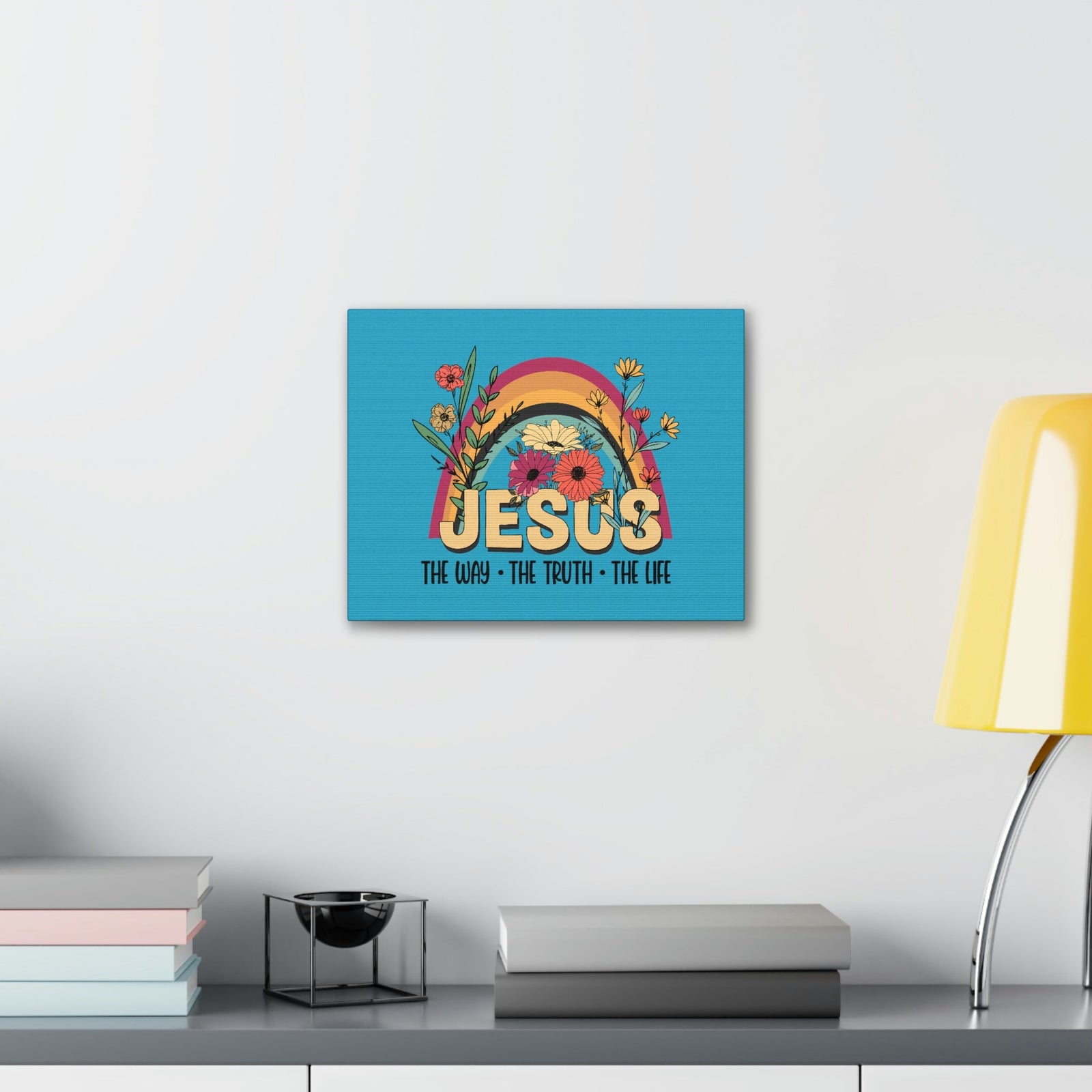 Scripture Walls Jesus John 14:6 Rainbow Flower Christian Wall Art Bible Verse Print Ready to Hang Unframed-Express Your Love Gifts