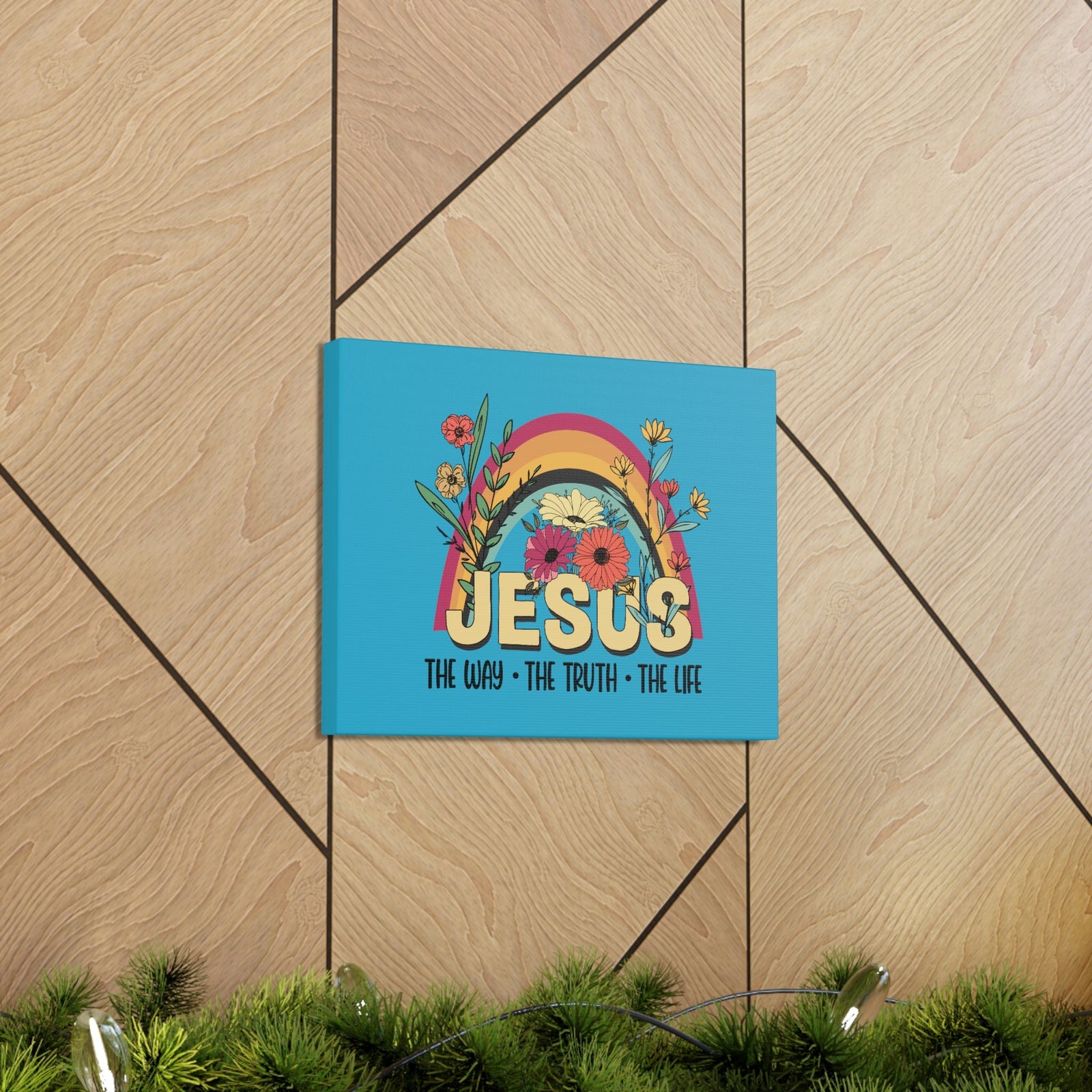 Scripture Walls Jesus John 14:6 Rainbow Flower Christian Wall Art Bible Verse Print Ready to Hang Unframed-Express Your Love Gifts