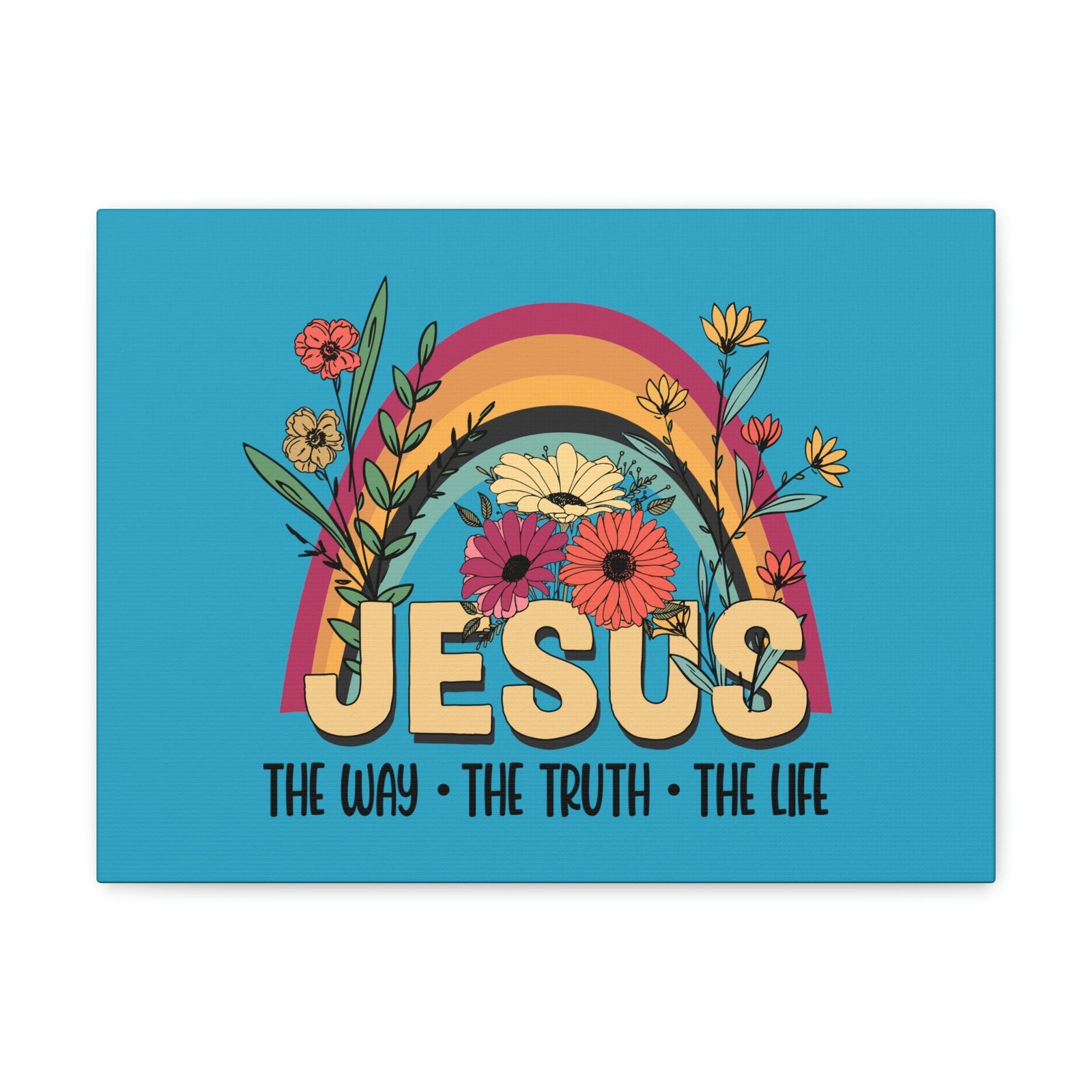 Scripture Walls Jesus John 14:6 Rainbow Flower Christian Wall Art Bible Verse Print Ready to Hang Unframed-Express Your Love Gifts