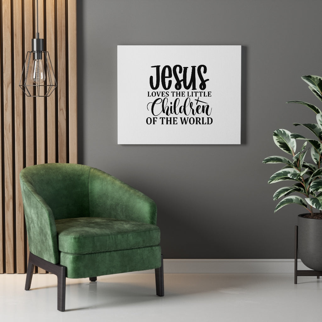 Scripture Walls Jesus Loves The Little Children Matthew 19:14 Bible Verse Canvas Christian Wall Art Ready to Hang Unframed-Express Your Love Gifts