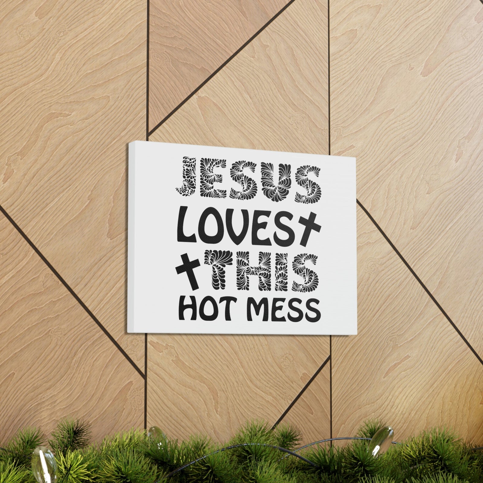 Scripture Walls Jesus Loves This Hot Mess LAMENTATIONS 3:22 Cross Christian Wall Art Print Ready to Hang Unframed-Express Your Love Gifts