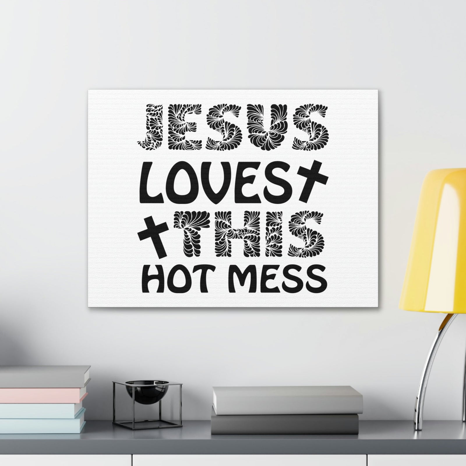 Scripture Walls Jesus Loves This Hot Mess LAMENTATIONS 3:22 Cross Christian Wall Art Print Ready to Hang Unframed-Express Your Love Gifts