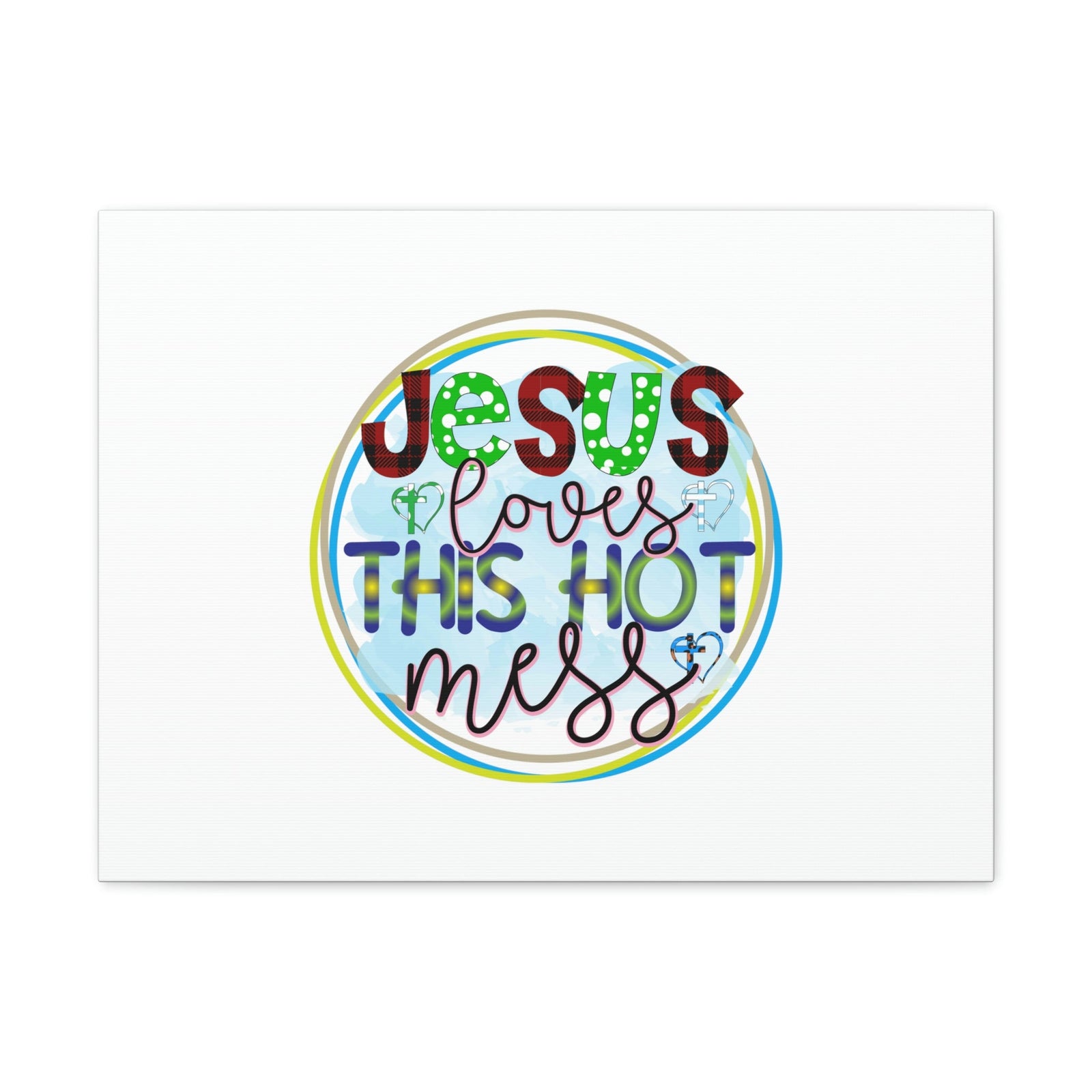 Scripture Walls Jesus Loves This Hot Mess Romans 5:8 Christian Wall Art Bible Verse Print Ready to Hang Unframed-Express Your Love Gifts