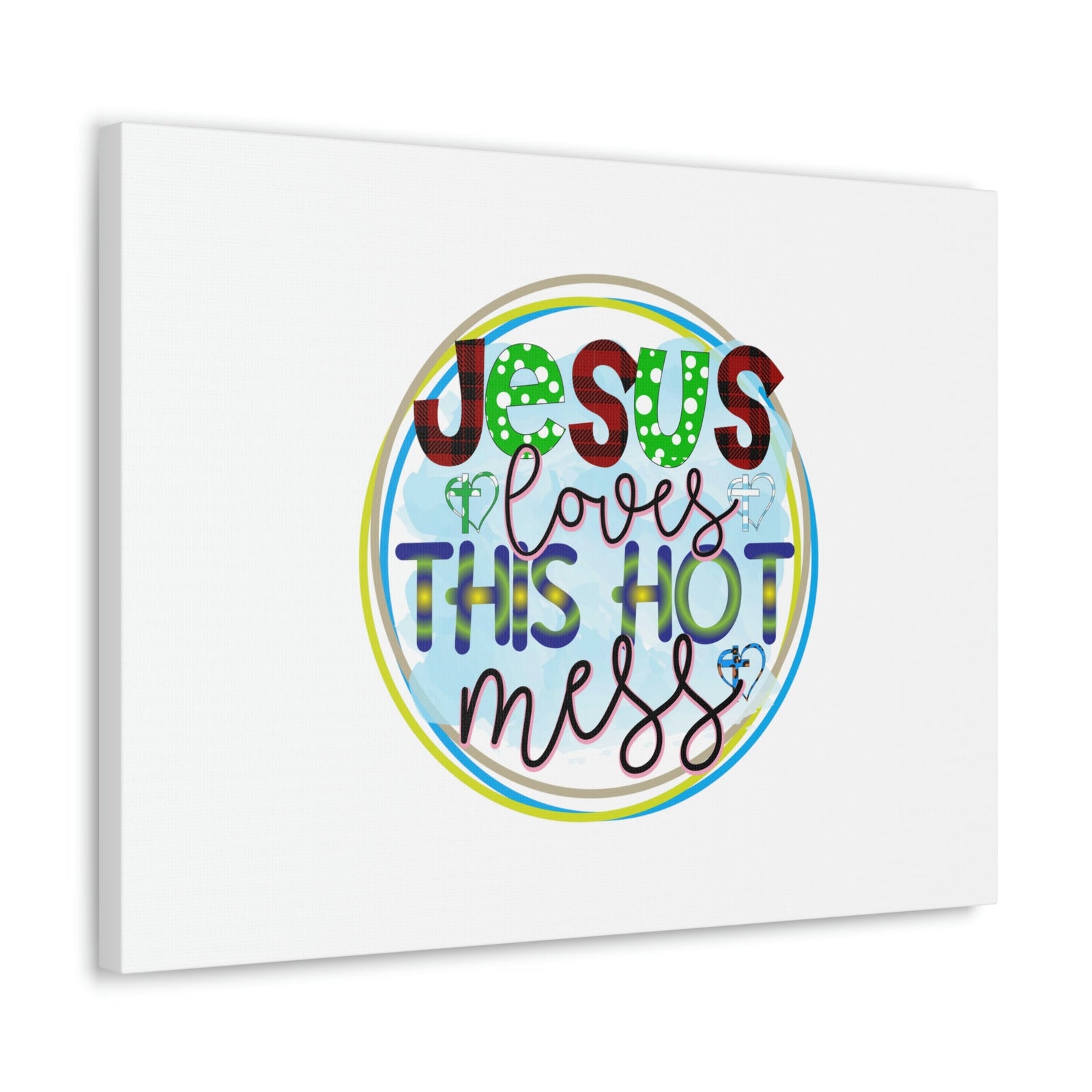 Scripture Walls Jesus Loves This Hot Mess Romans 5:8 Christian Wall Art Bible Verse Print Ready to Hang Unframed-Express Your Love Gifts