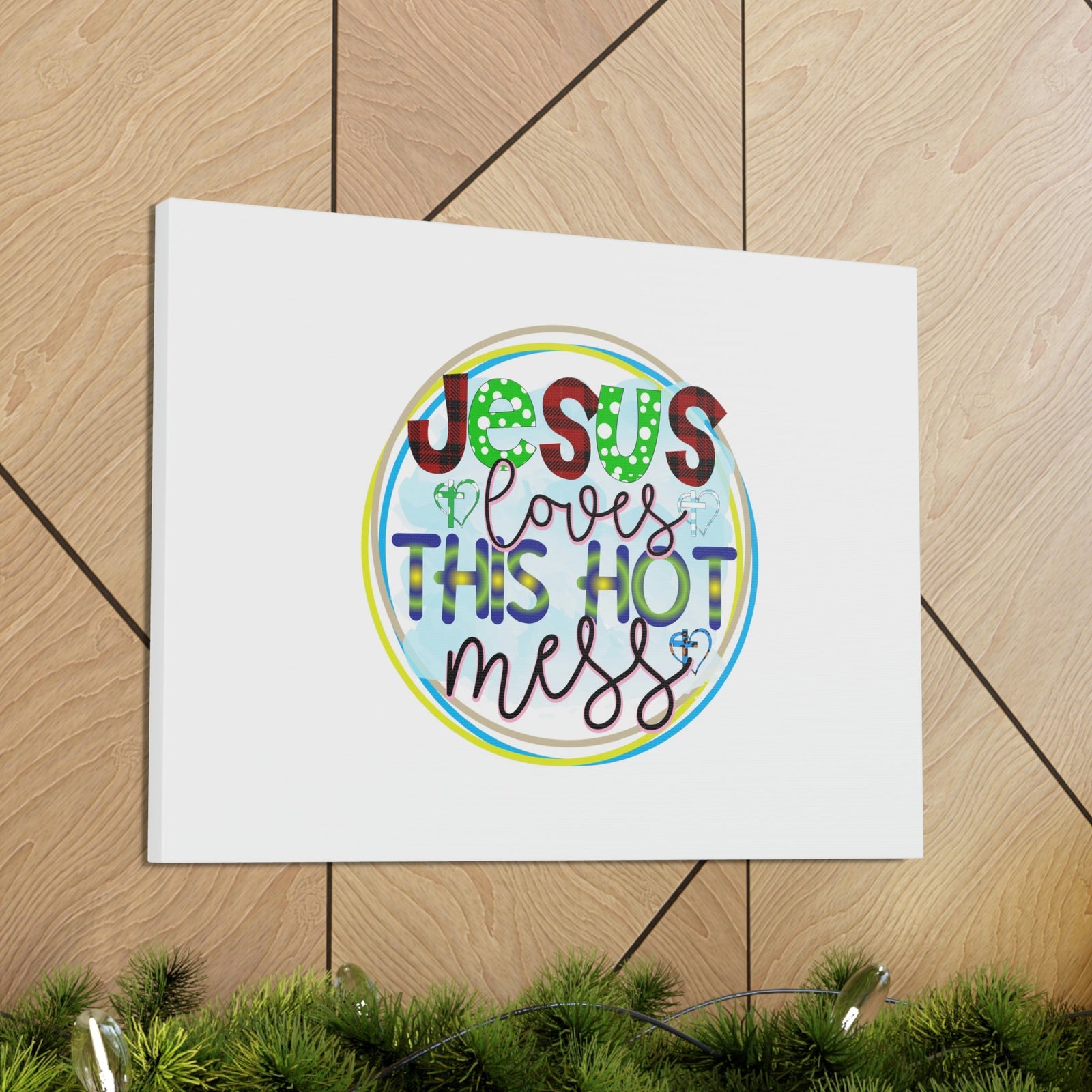 Scripture Walls Jesus Loves This Hot Mess Romans 5:8 Christian Wall Art Bible Verse Print Ready to Hang Unframed-Express Your Love Gifts