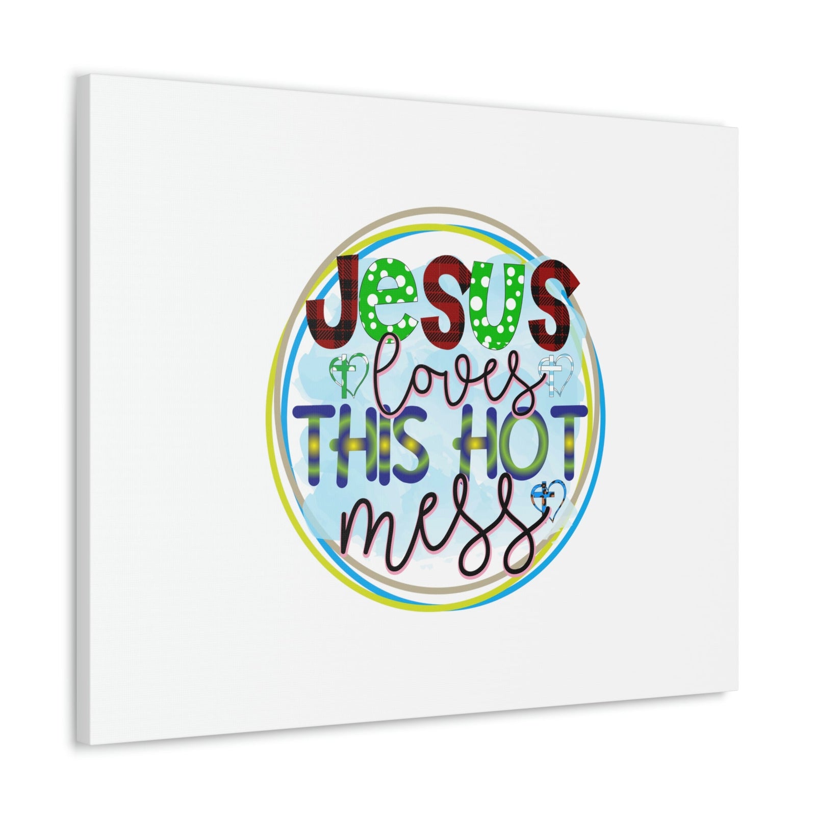 Scripture Walls Jesus Loves This Hot Mess Romans 5:8 Christian Wall Art Bible Verse Print Ready to Hang Unframed-Express Your Love Gifts