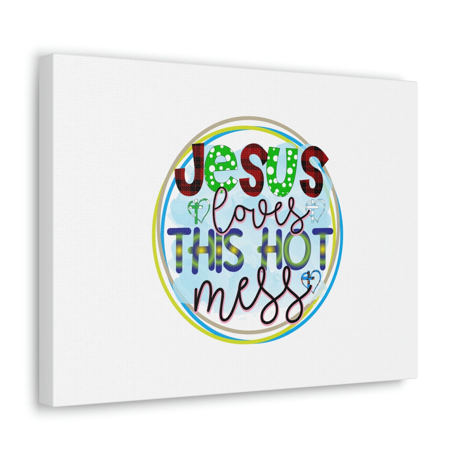 Scripture Walls Jesus Loves This Hot Mess Romans 5:8 Christian Wall Art Bible Verse Print Ready to Hang Unframed-Express Your Love Gifts