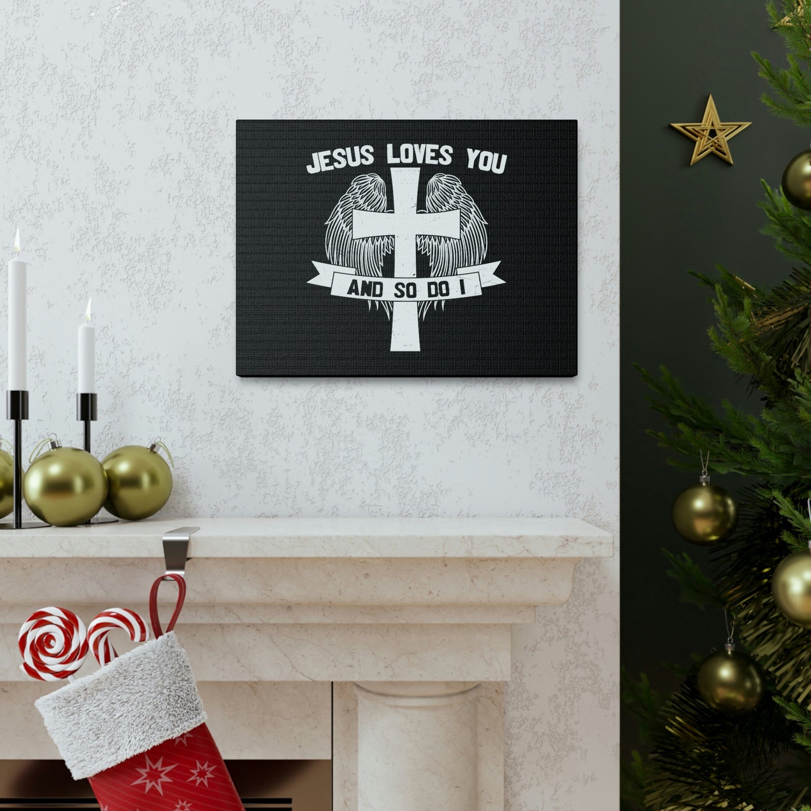 Scripture Walls Jesus Loves You 1 John 3:16 Cross Wings Christian Wall Art Bible Verse Print Ready to Hang Unframed-Express Your Love Gifts