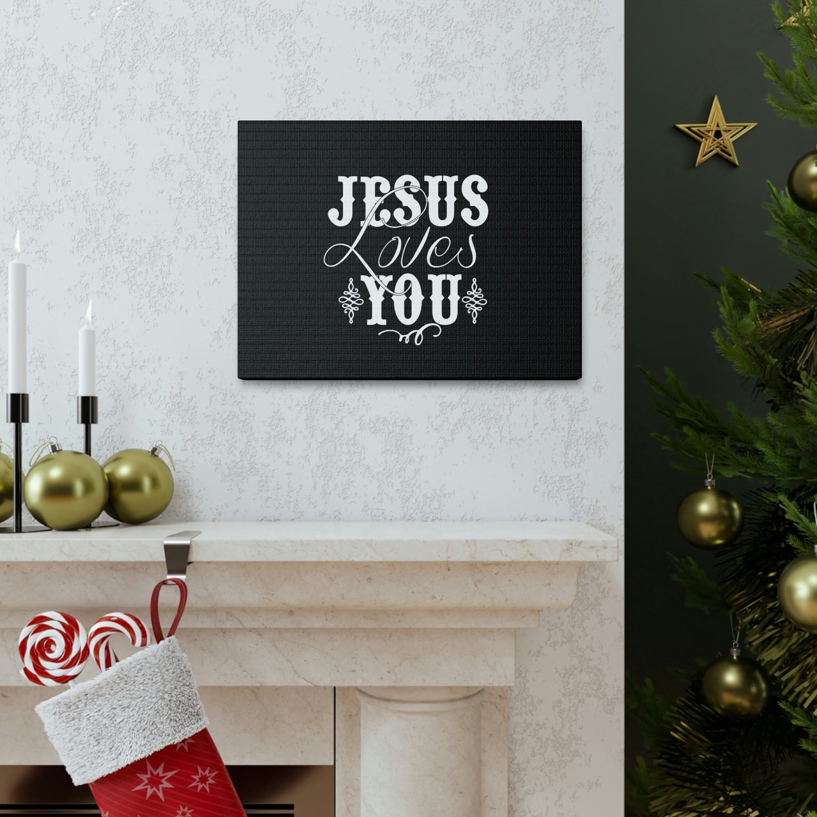 Scripture Walls Jesus Loves You John 15:9 Black Christian Wall Art Bible Verse Print Ready to Hang Unframed-Express Your Love Gifts