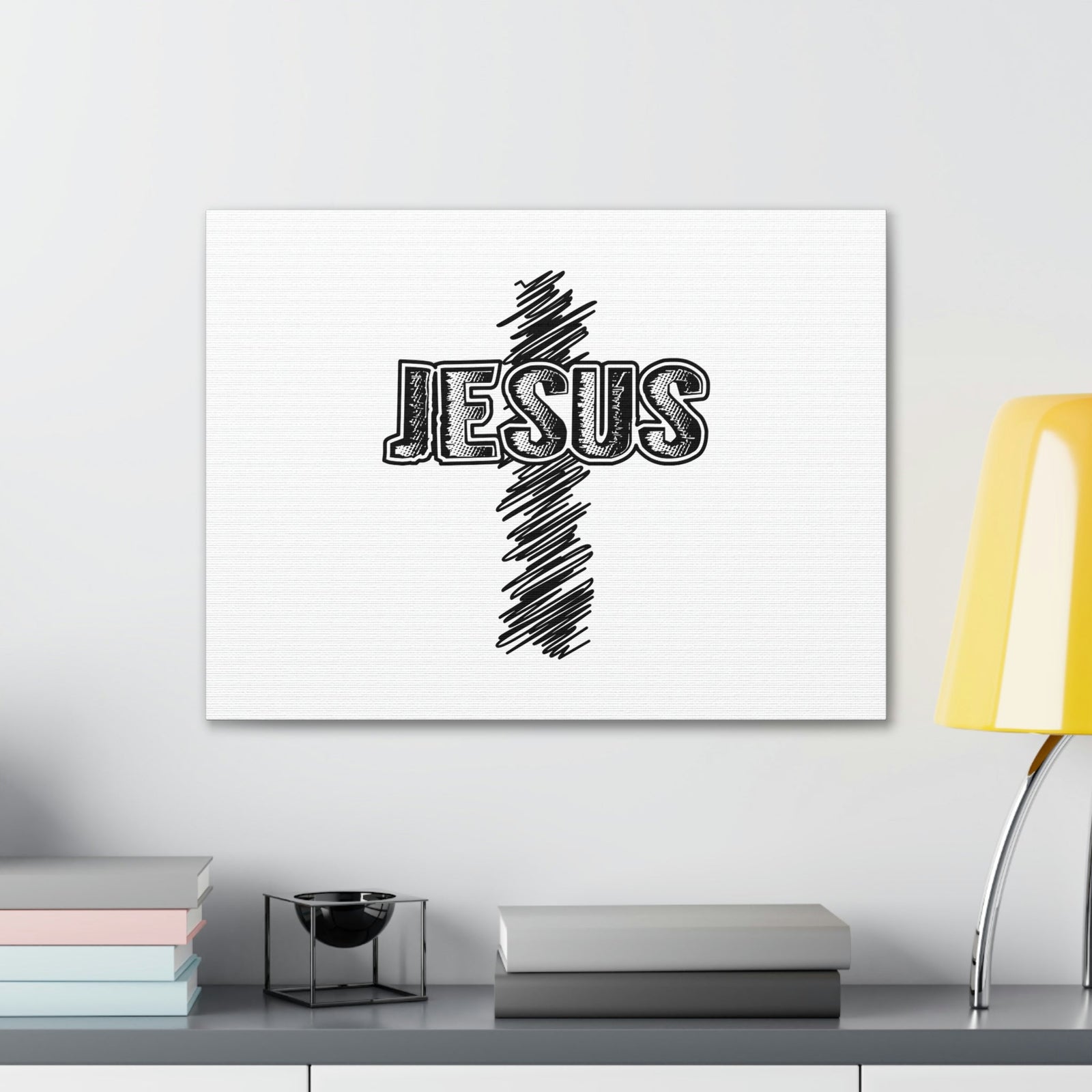 Scripture Walls Jesus Mark 8:34 Cross White Christian Wall Art Bible Verse Print Ready to Hang Unframed-Express Your Love Gifts