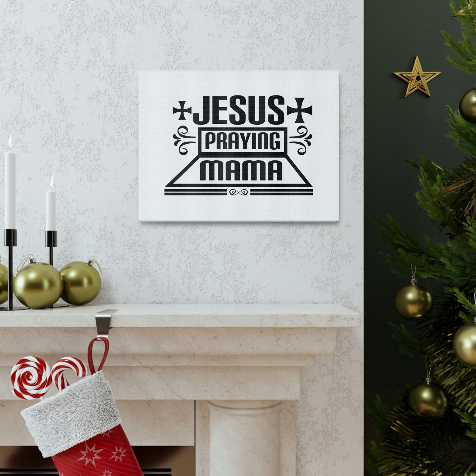 Scripture Walls Jesus Praying Mama Acts 1:14 Cross Christian Wall Art Bible Verse Print Ready to Hang Unframed-Express Your Love Gifts