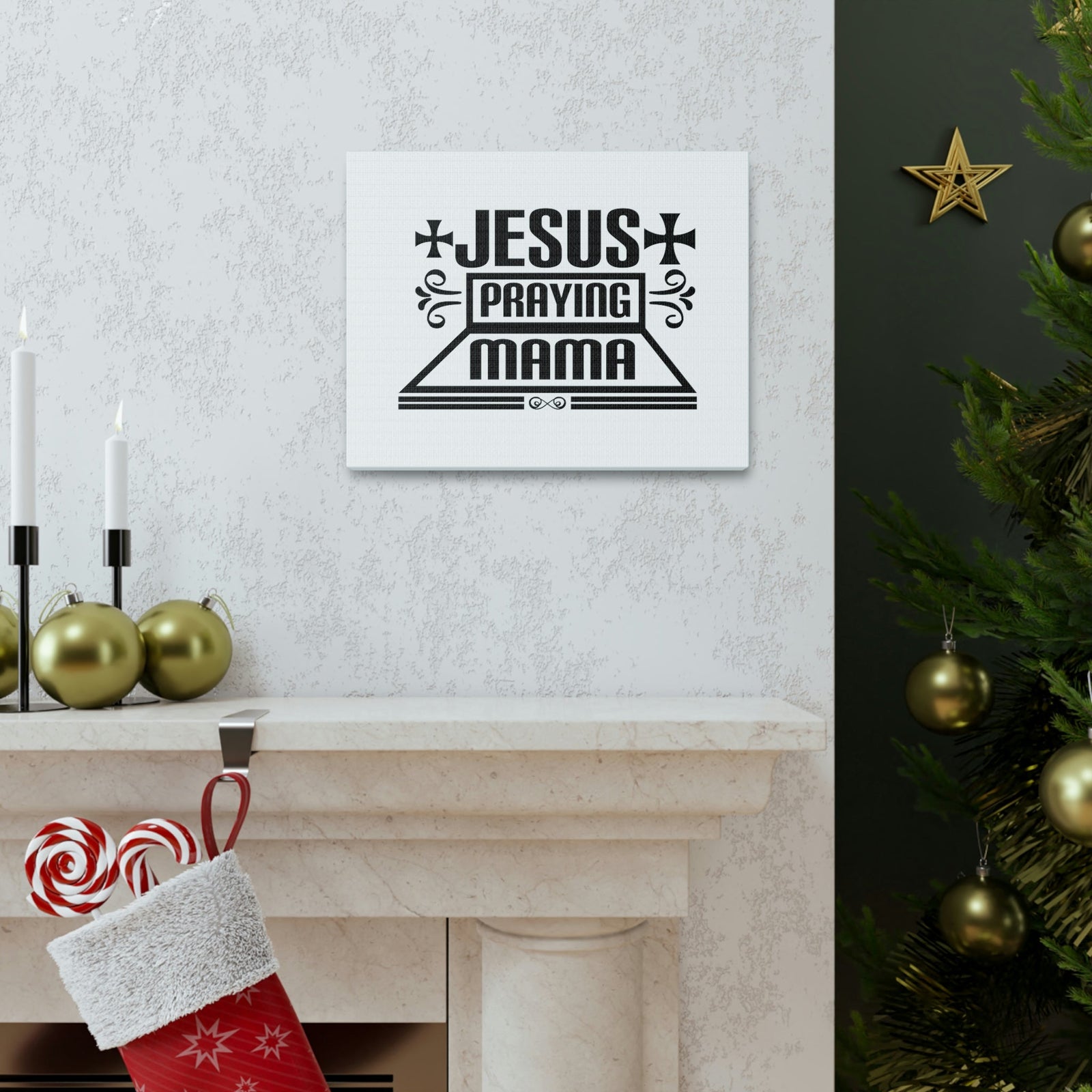Scripture Walls Jesus Praying Mama Acts 1:14 Cross Christian Wall Art Bible Verse Print Ready to Hang Unframed-Express Your Love Gifts
