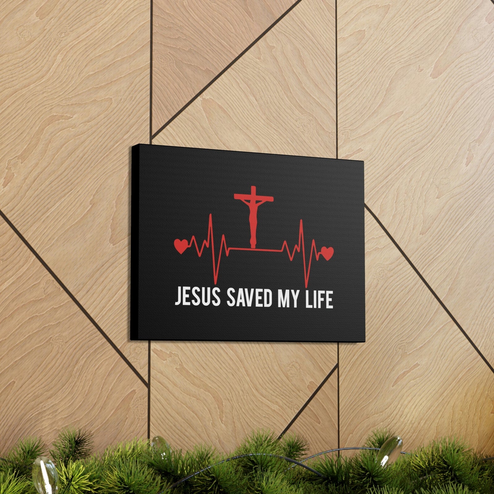 Scripture Walls Jesus Saved My Life Ephesians 2:8 Heartbeat Christian Wall Art Bible Verse Print Ready to Hang Unframed-Express Your Love Gifts