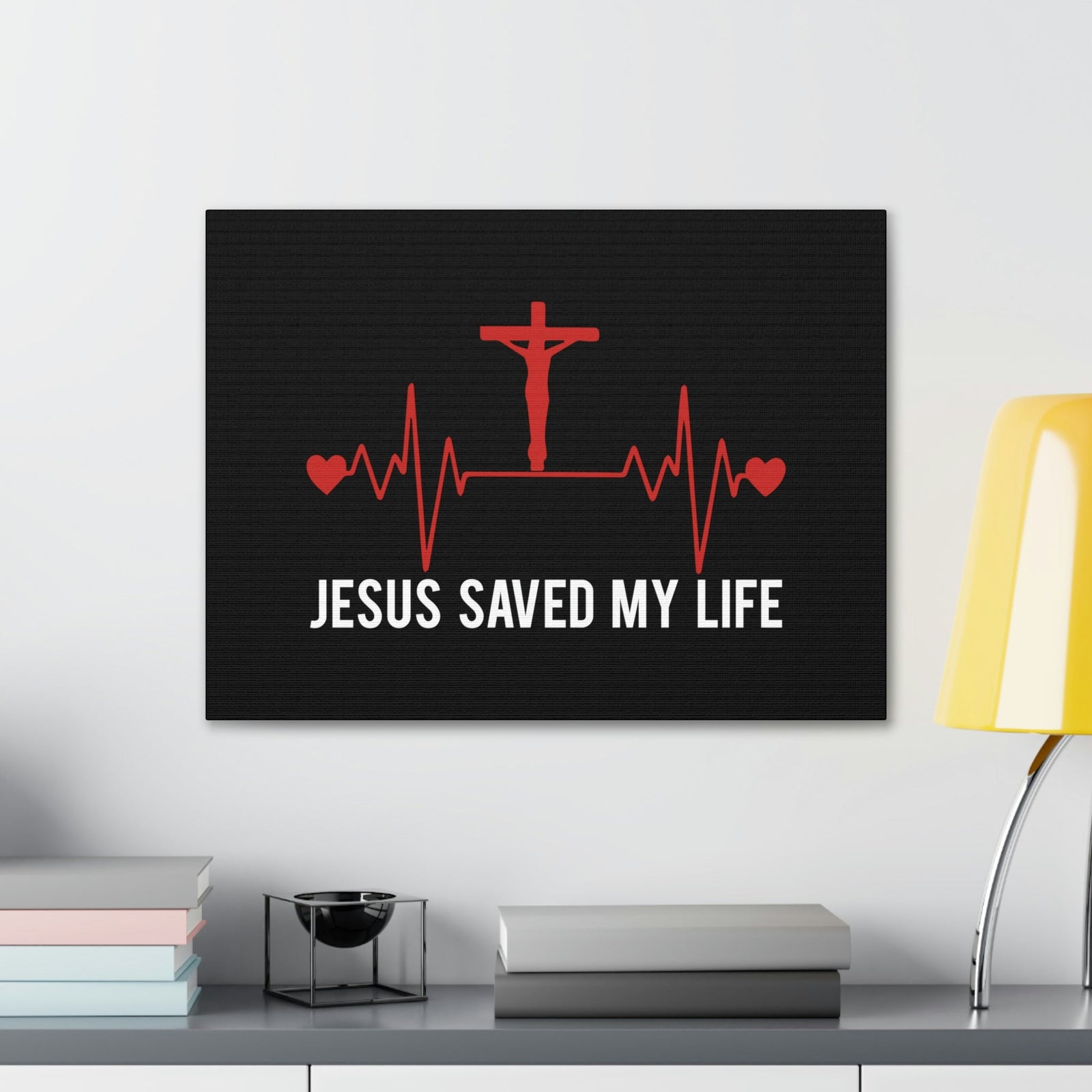 Scripture Walls Jesus Saved My Life Ephesians 2:8 Heartbeat Christian Wall Art Bible Verse Print Ready to Hang Unframed-Express Your Love Gifts