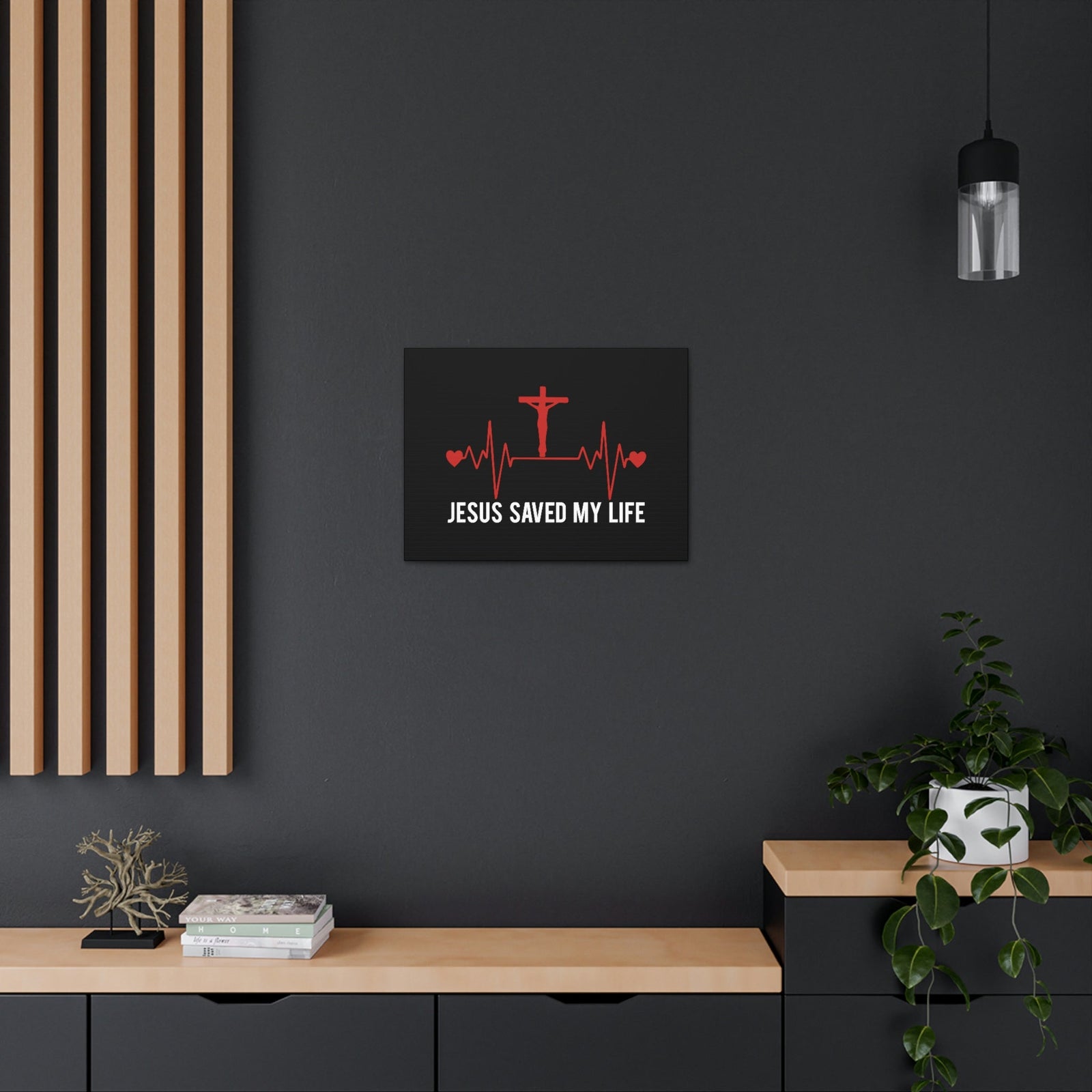 Scripture Walls Jesus Saved My Life Ephesians 2:8 Heartbeat Christian Wall Art Bible Verse Print Ready to Hang Unframed-Express Your Love Gifts