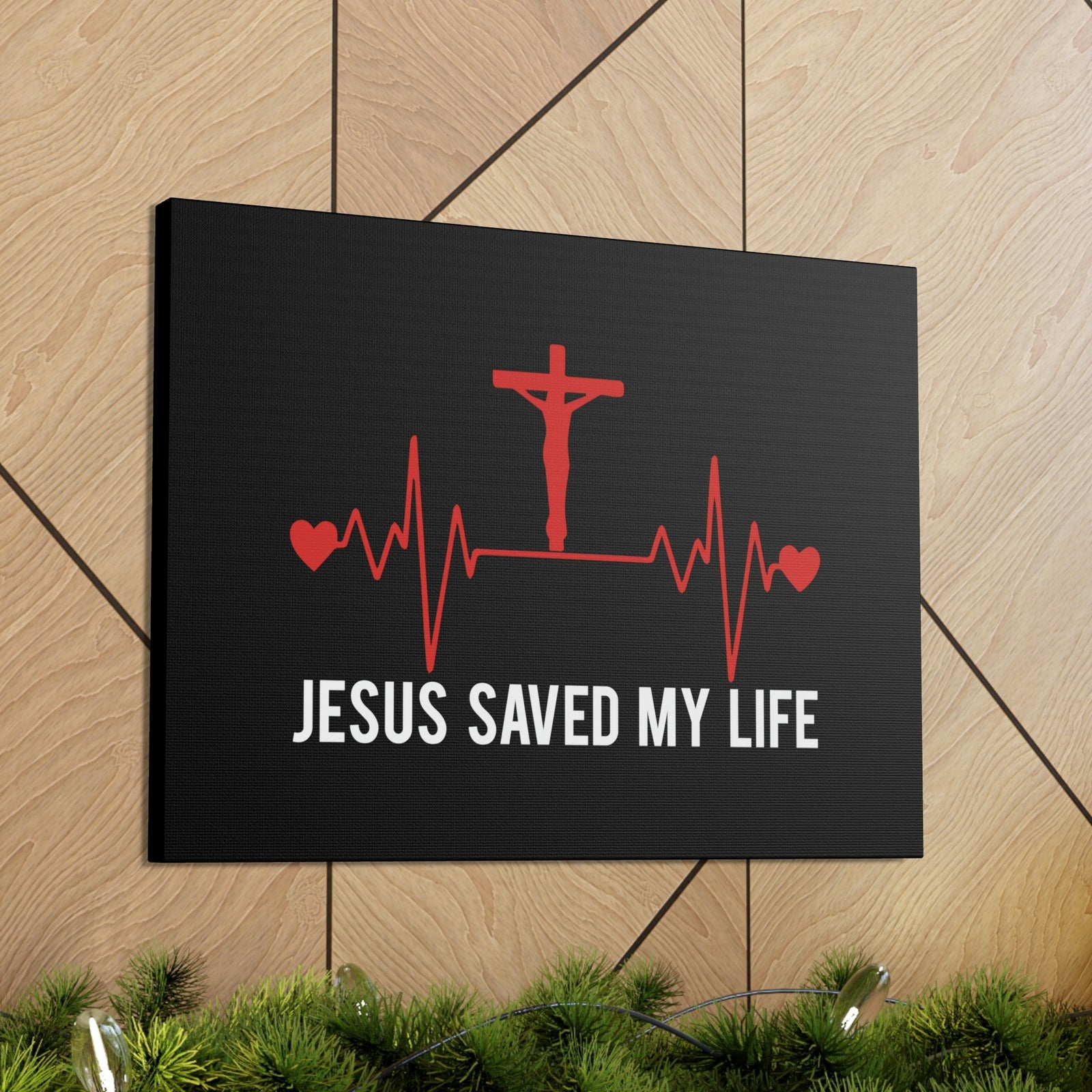 Scripture Walls Jesus Saved My Life Ephesians 2:8 Heartbeat Christian Wall Art Bible Verse Print Ready to Hang Unframed-Express Your Love Gifts