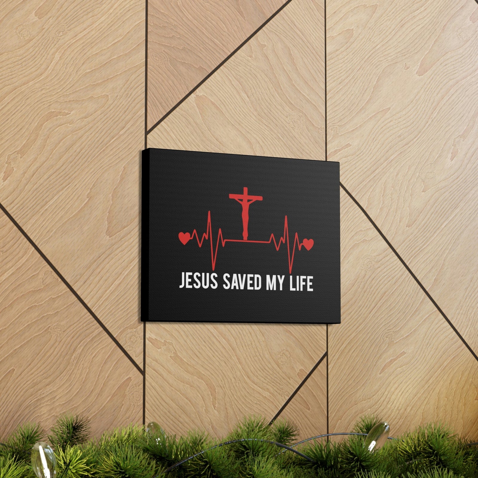Scripture Walls Jesus Saved My Life Ephesians 2:8 Heartbeat Christian Wall Art Bible Verse Print Ready to Hang Unframed-Express Your Love Gifts