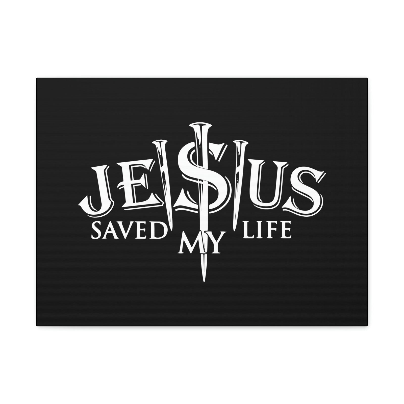 Scripture Walls Jesus Saved My Life John 3:16 Black Christian Wall Art Bible Verse Print Ready to Hang Unframed-Express Your Love Gifts