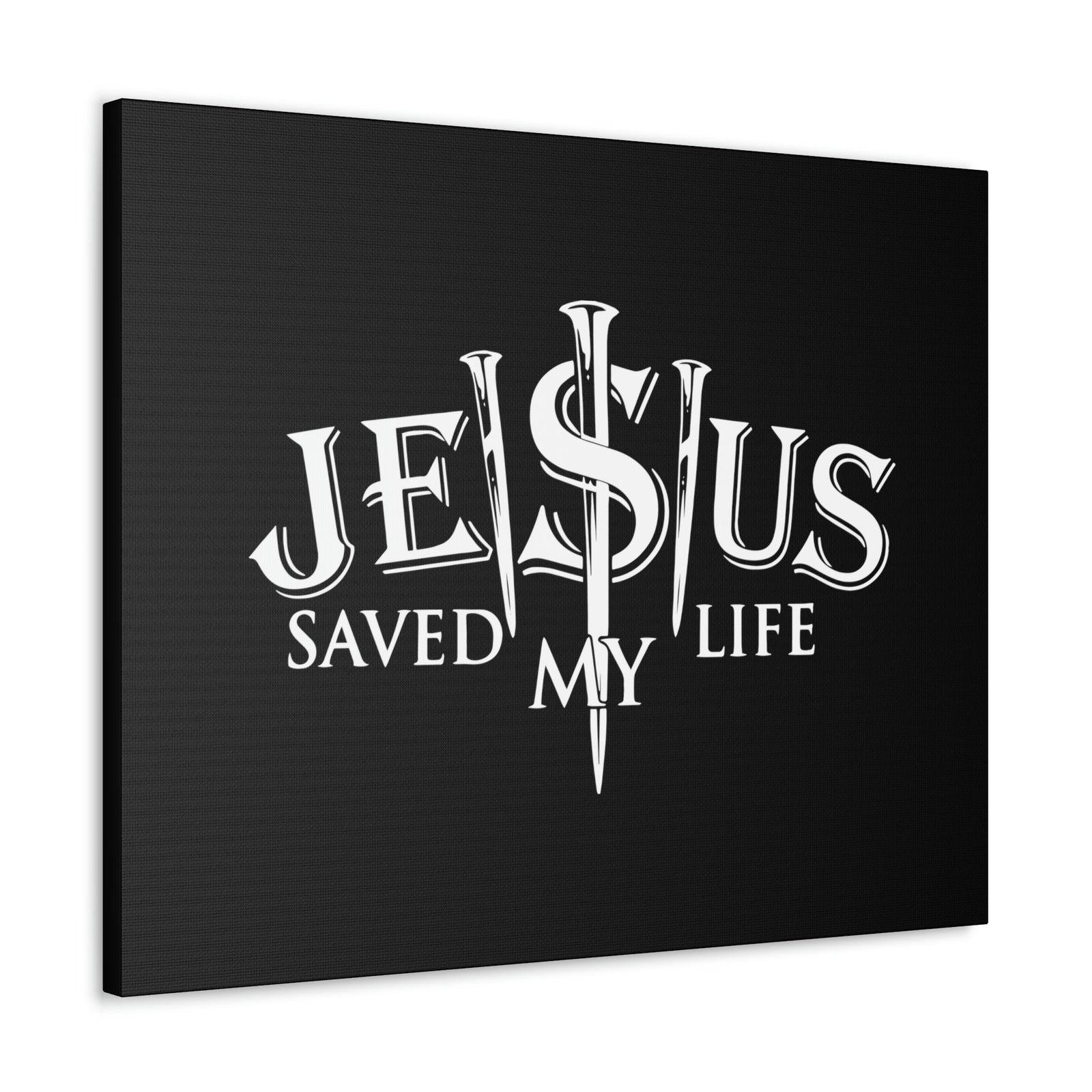 Scripture Walls Jesus Saved My Life John 3:16 Black Christian Wall Art Bible Verse Print Ready to Hang Unframed-Express Your Love Gifts