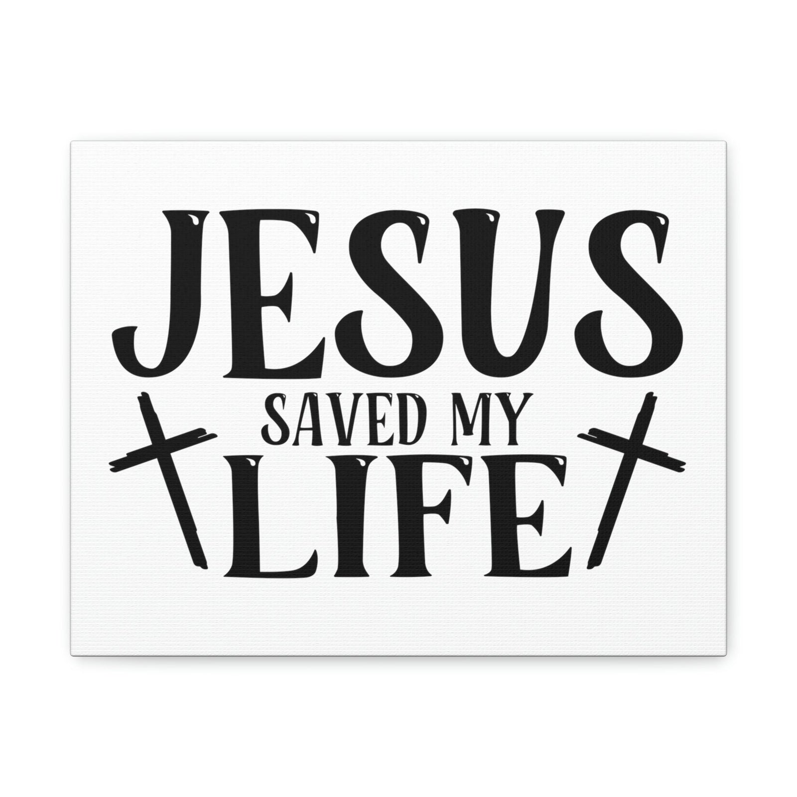 Scripture Walls Jesus Saved My Life John 3:16 Cross White Christian Wall Art Bible Verse Print Ready to Hang Unframed-Express Your Love Gifts