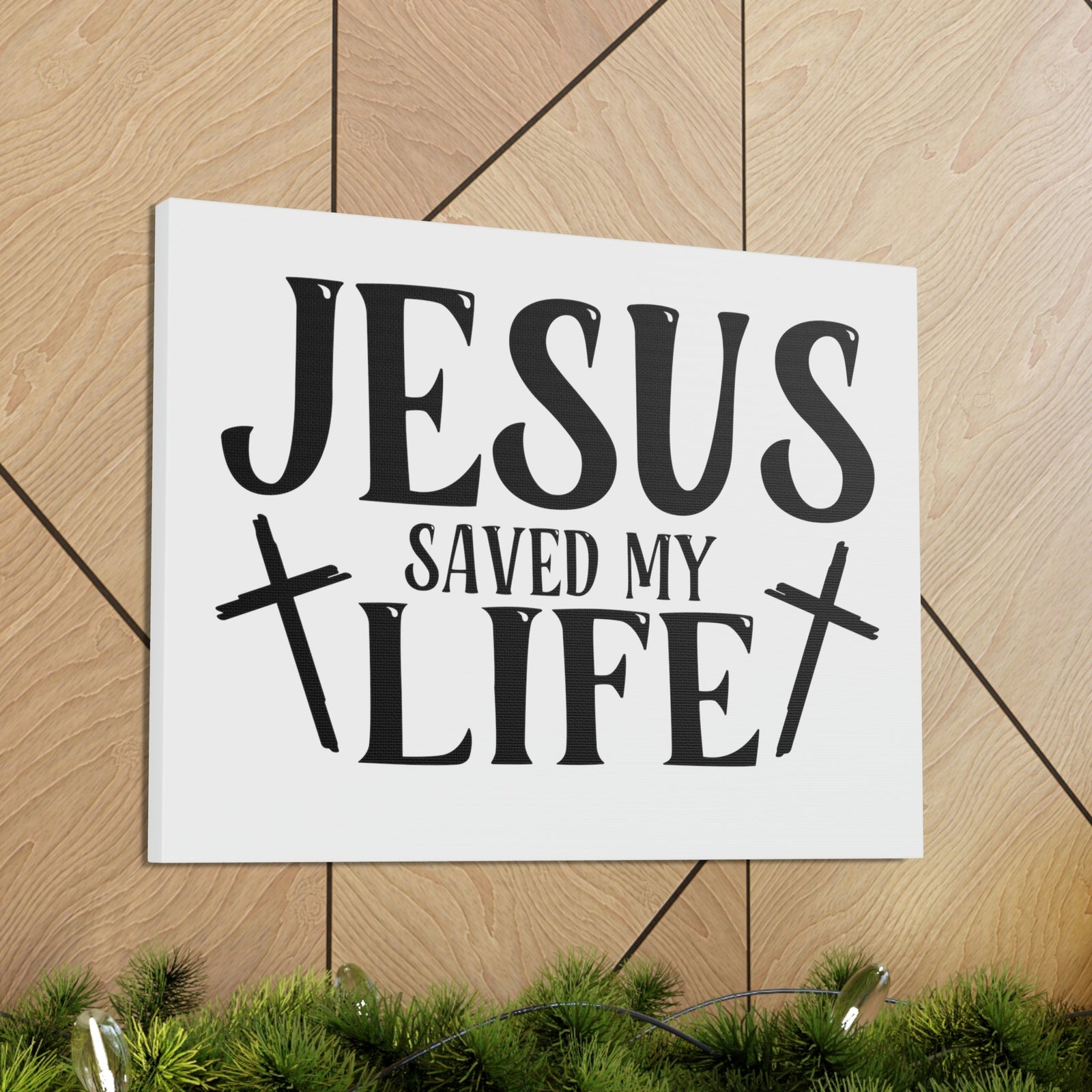 Scripture Walls Jesus Saved My Life John 3:16 Cross White Christian Wall Art Bible Verse Print Ready to Hang Unframed-Express Your Love Gifts