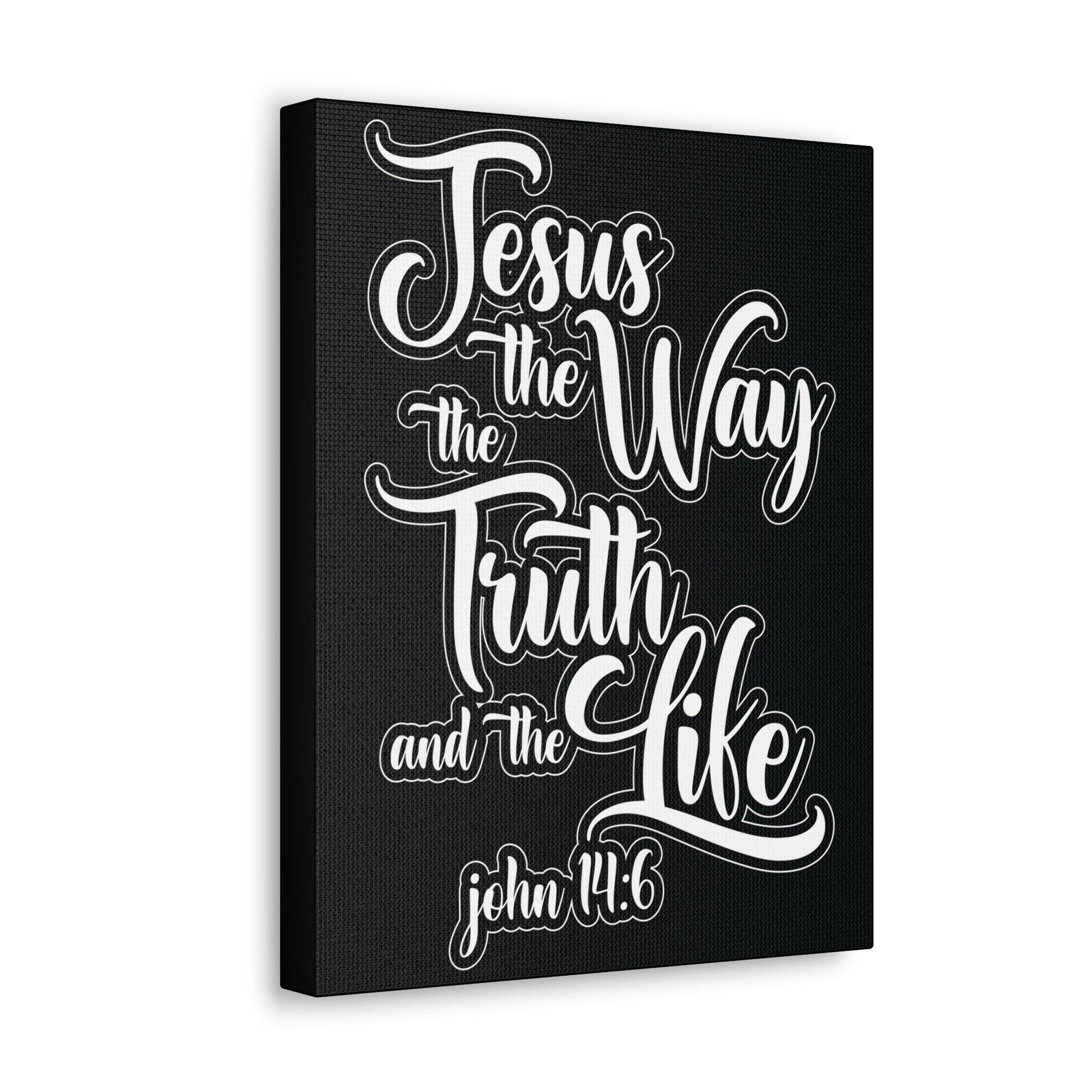 Scripture Walls Jesus The Way The Truth And The Life John 14:6 Black and White Bible Verse Canvas Christian Wall Art Ready To Hang Unframed-Express Your Love Gifts
