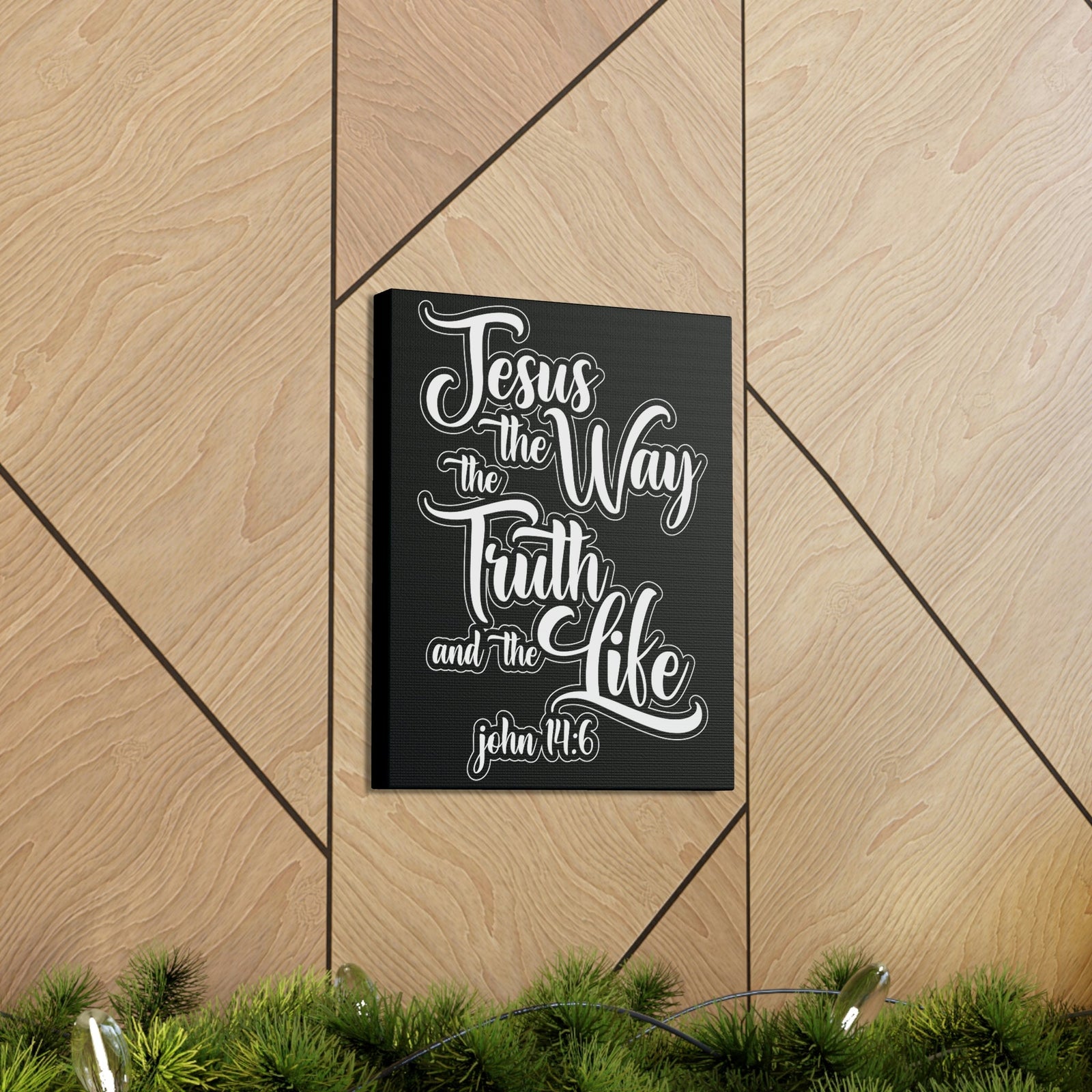 Scripture Walls Jesus The Way The Truth And The Life John 14:6 Black and White Bible Verse Canvas Christian Wall Art Ready To Hang Unframed-Express Your Love Gifts