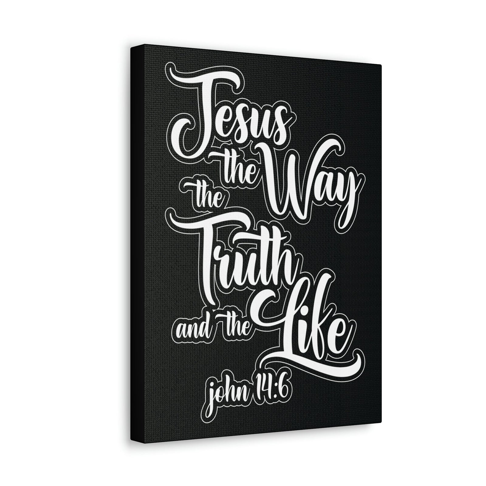 Scripture Walls Jesus The Way The Truth And The Life John 14:6 Black and White Bible Verse Canvas Christian Wall Art Ready To Hang Unframed-Express Your Love Gifts