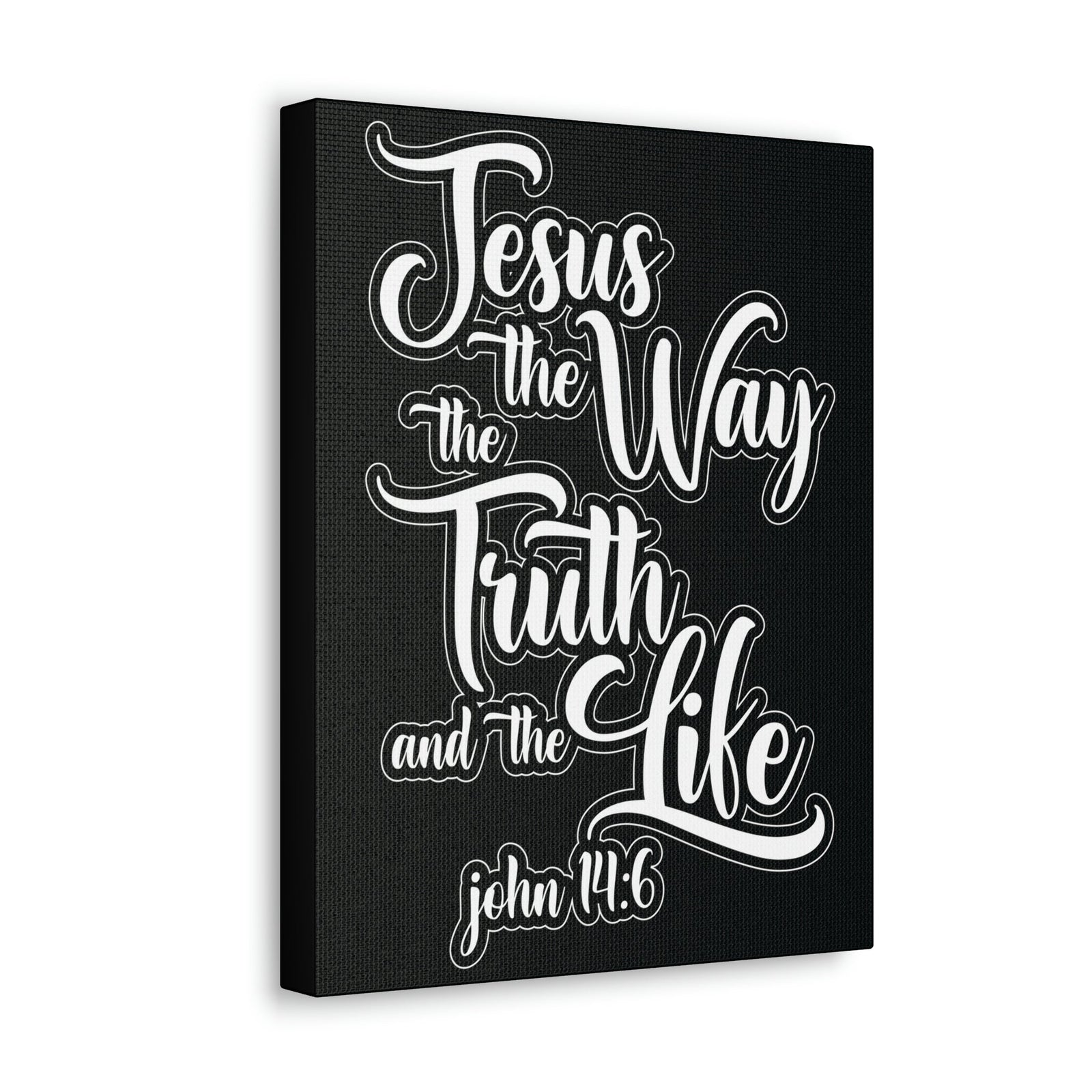 Scripture Walls Jesus The Way The Truth And The Life John 14:6 Black Bible Verse Canvas Christian Wall Art Ready To Hang Unframed-Express Your Love Gifts