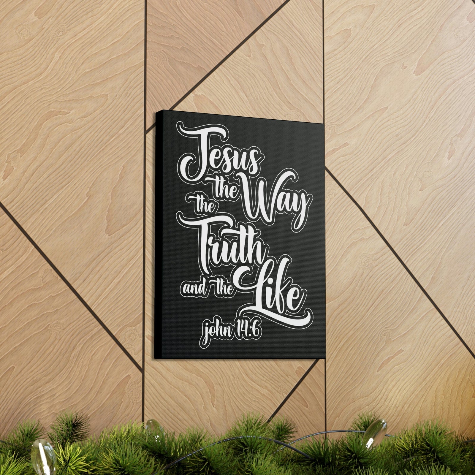 Scripture Walls Jesus The Way The Truth And The Life John 14:6 Black Bible Verse Canvas Christian Wall Art Ready To Hang Unframed-Express Your Love Gifts