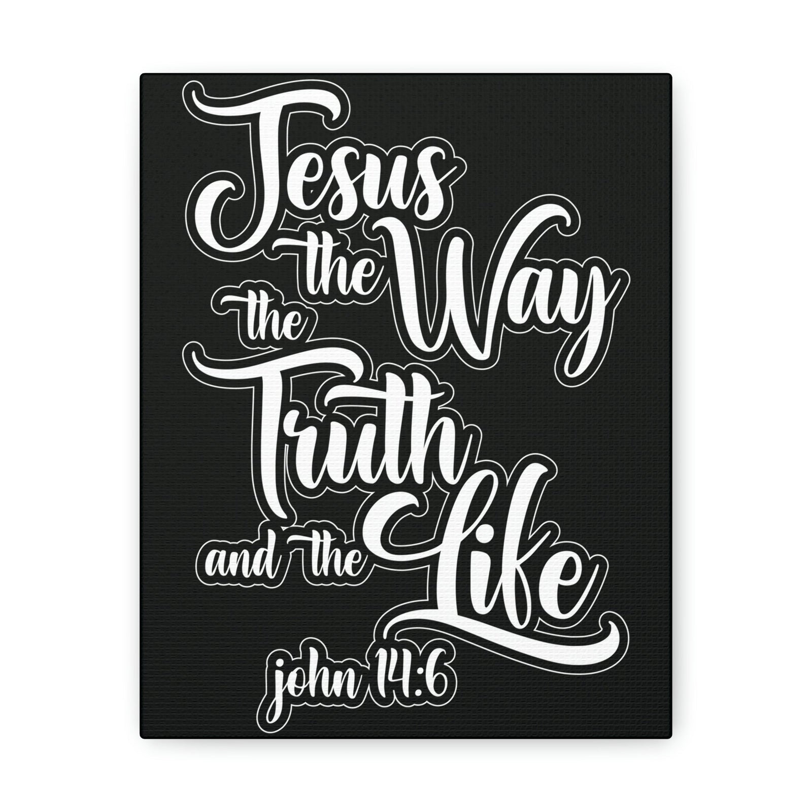 Scripture Walls Jesus The Way The Truth And The Life John 14:6 Black Bible Verse Canvas Christian Wall Art Ready To Hang Unframed-Express Your Love Gifts