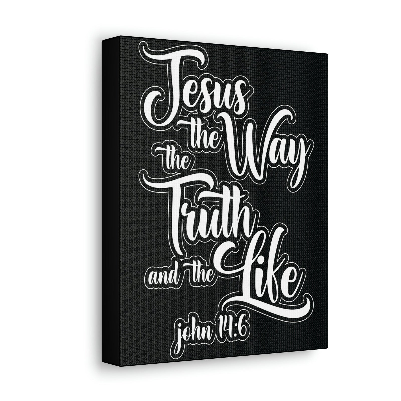 Scripture Walls Jesus The Way The Truth And The Life John 14:6 Black Bible Verse Canvas Christian Wall Art Ready To Hang Unframed-Express Your Love Gifts